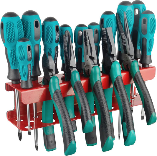 MUTUACTOR Magnetic Screwdriver Holder,Heavy Duty Magnetic Mount Red Screwdriver Organizer,Magnetic Tool Holder Durable Storage Holder for Screwdriver Plier Shear Tool Chest Cart Workbench,1PCS