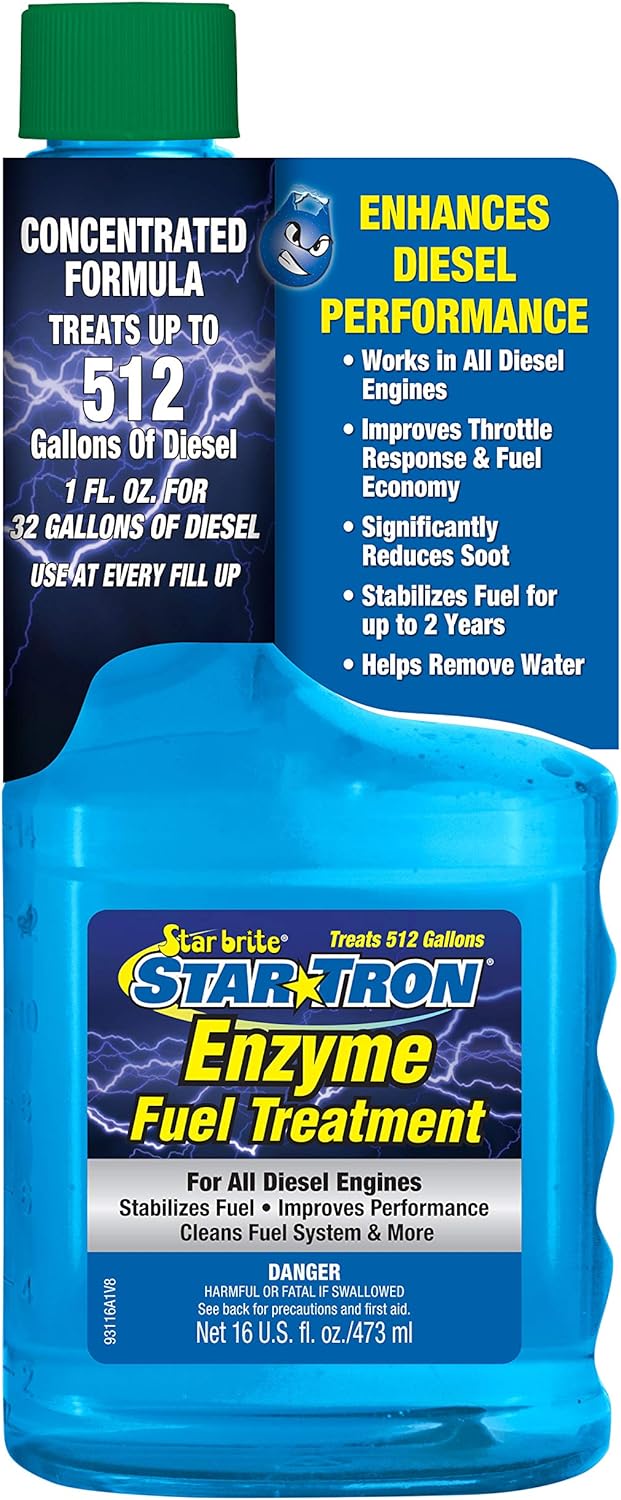 Star Tron Super Concentrated Diesel Formula - Enzyme Fuel Treatment for Enhanced Engine Performance - 1 Oz Treats 32 Gallons - Stabilize & Rejuvenate Diesel, Biodiesel & All Regular Gasoline