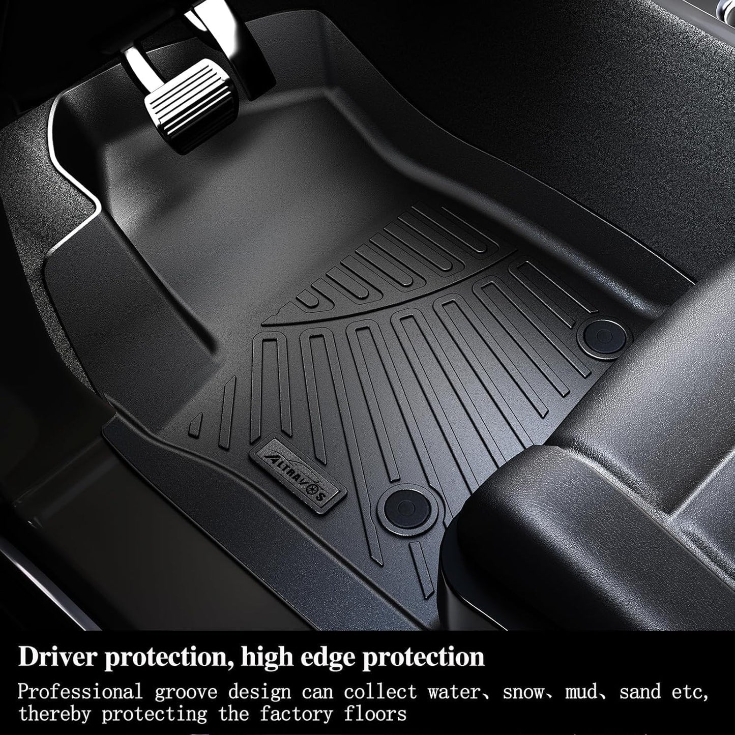 2 Rows Floor Mats for 2025 Nissan Armada 7 and 8 Passenger Models,TPE All Weather Protection Car Floor Liners Accessories | Front & Second Rows, 3-Pc