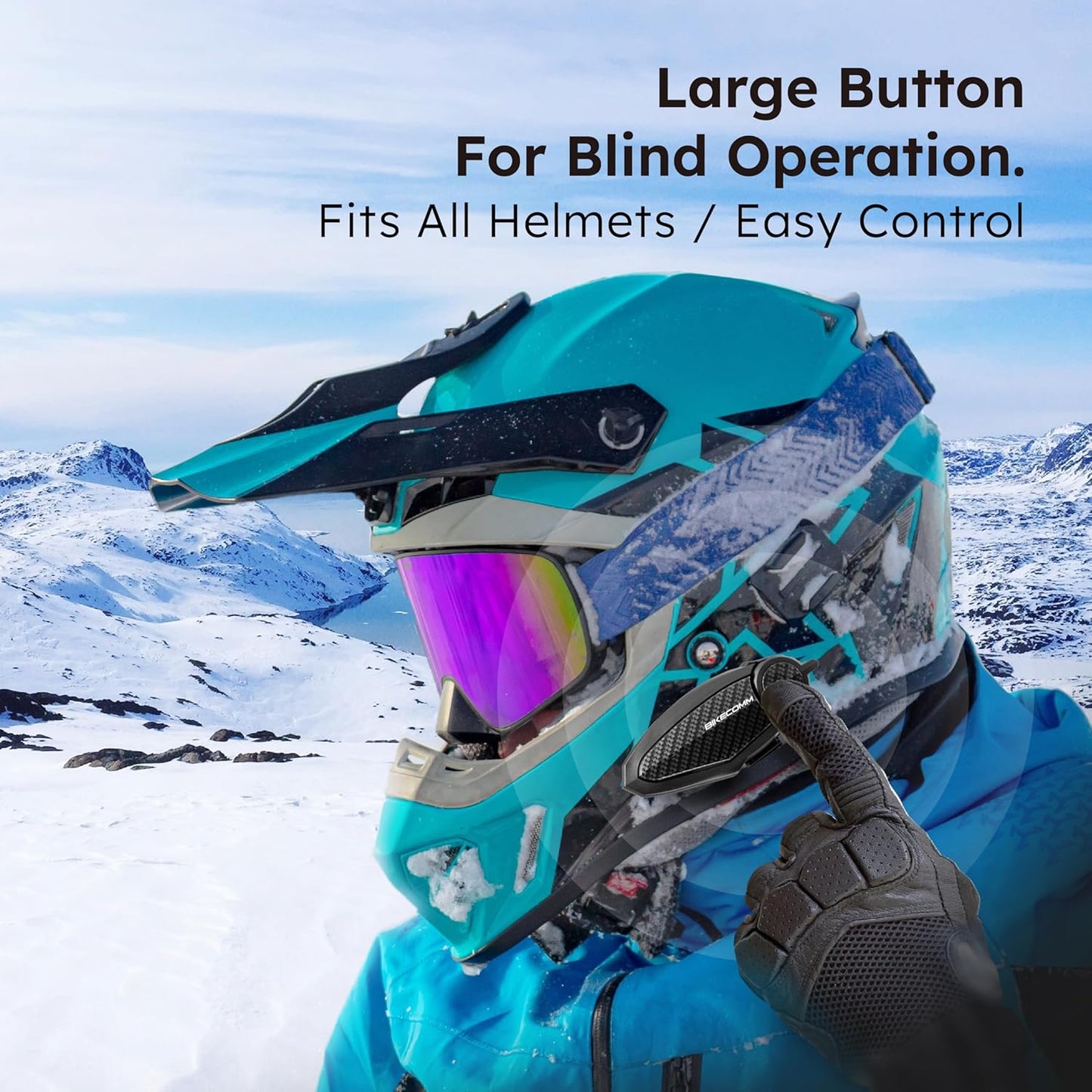 BK-S2 Motorcycle Bluetooth Intercom Headset - Helmet Communication System, Waterproof Speaker, Voice Comm Earbuds, Helmet Headphone, Noise Cancellation (Duo Black)