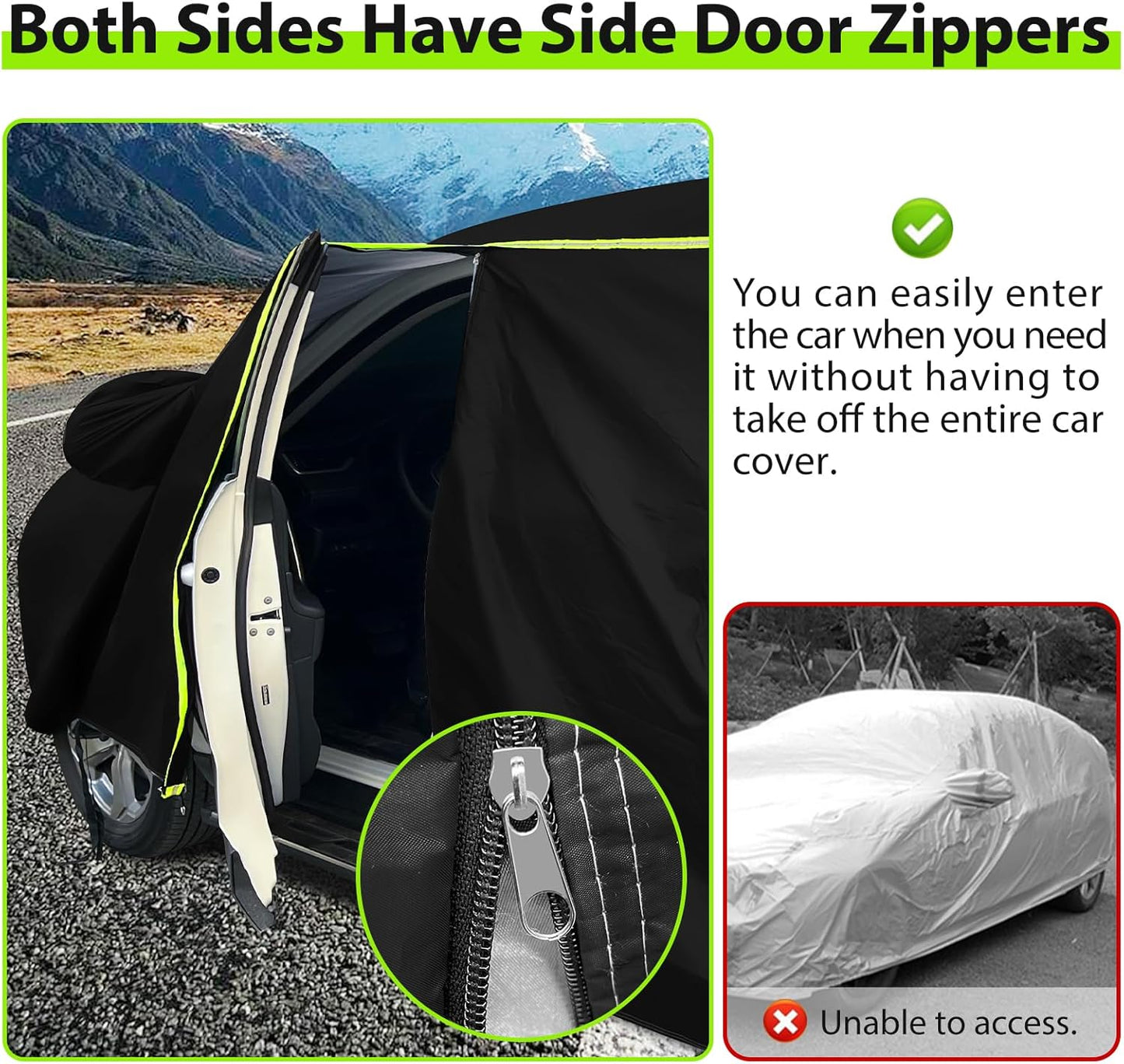 Car Cover for 2014-2024 Mini Cooper/Cooper S/Hardtop/Clubman 4-Door，6 Layers PEVA Full Car Cover – All-Weather UV, Dust, Snow Protection – Windproof Outdoor/Indoor Cover with Door Zipper
