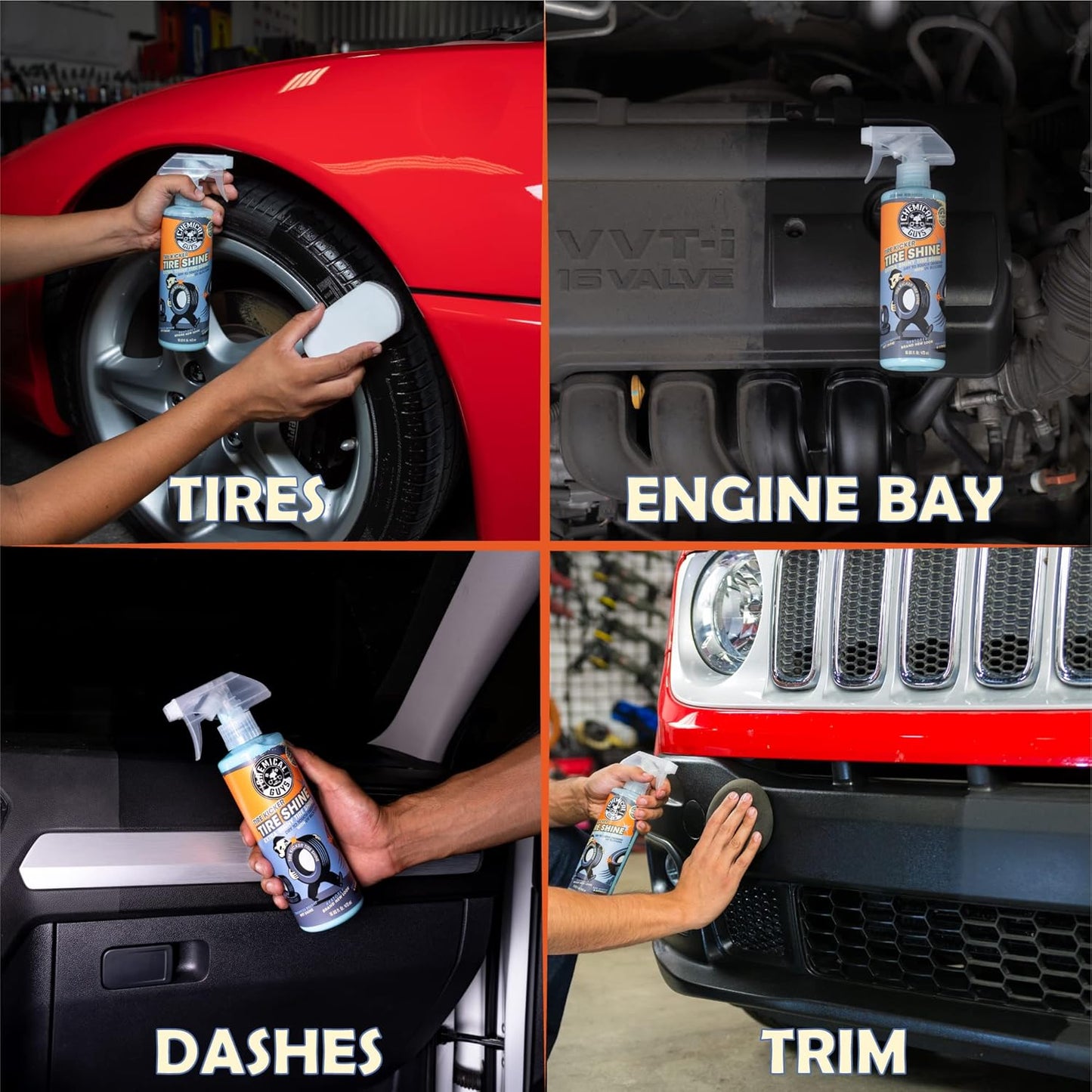 Chemical Guys Tire Kicker Sprayable Extra Glossy Tire Shine (Works on Rubber, Vinyl & Plastic) Safe for Cars, Trucks, Motorcycles, RVs & More, 128 fl oz (1 Gallon)