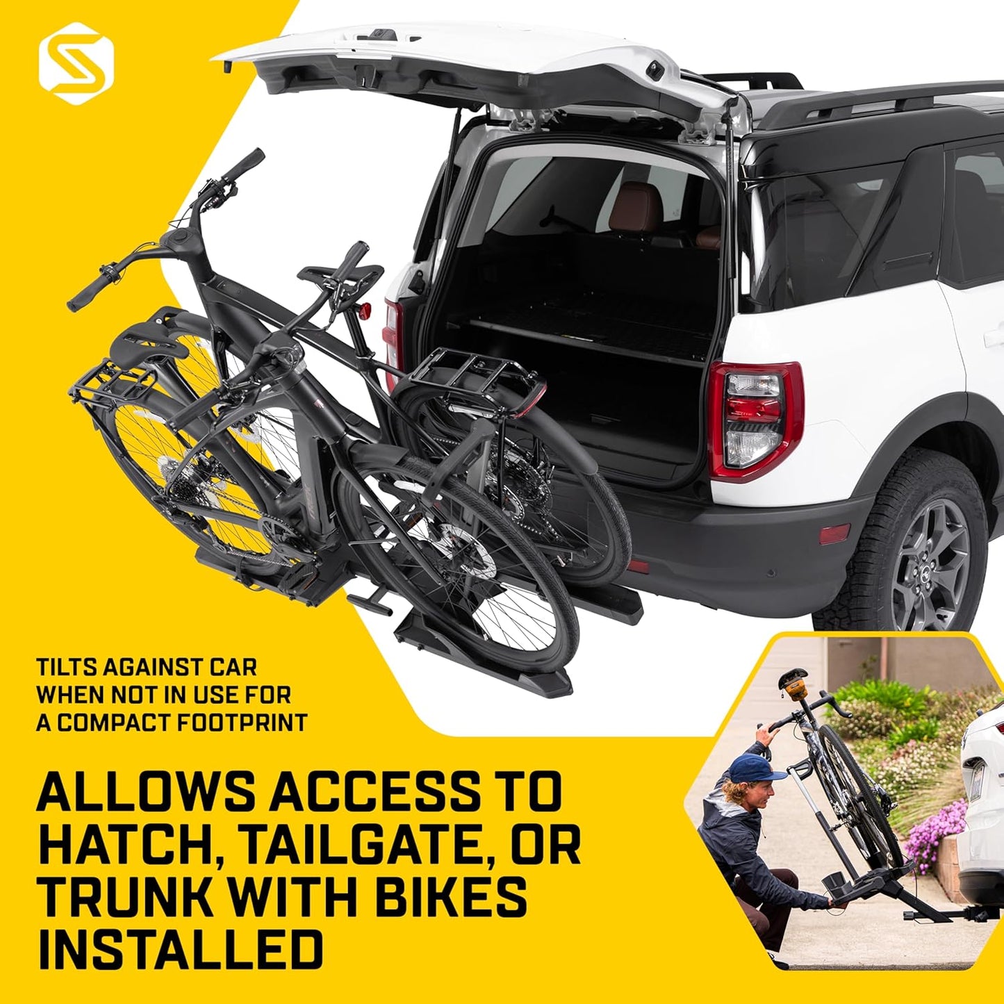 Saris SuperClamp G4 2-Bike Hitch Rack – Lightweight Platform Bike Carrier, Zero Frame Contact, Tool-Free, Tilt & Fold, Supports eBikes, Fits 1.25" & 2" Hitch – Carries 2 Bicycles Up to 60 lb. Each