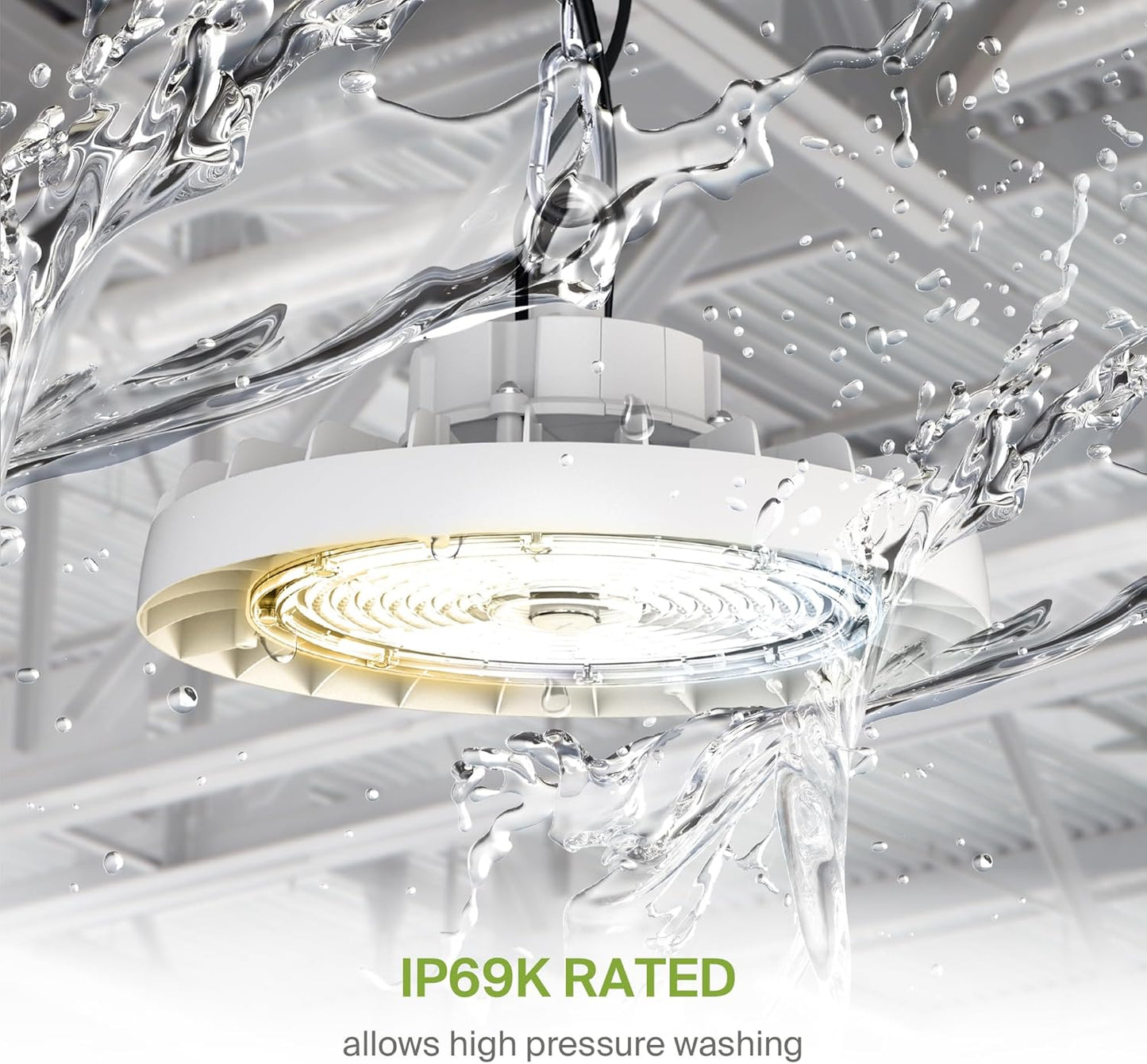 ASD LED High Bay UFO Light Fixture, Commercial Shop Lighting | 3CCT, Dimmable, IP69K Waterproof, DLC Premium, UL Listed | 200W 31900LM 3000-5000K 100-277V | Warehouse, Garage, Workshop Lamp | White