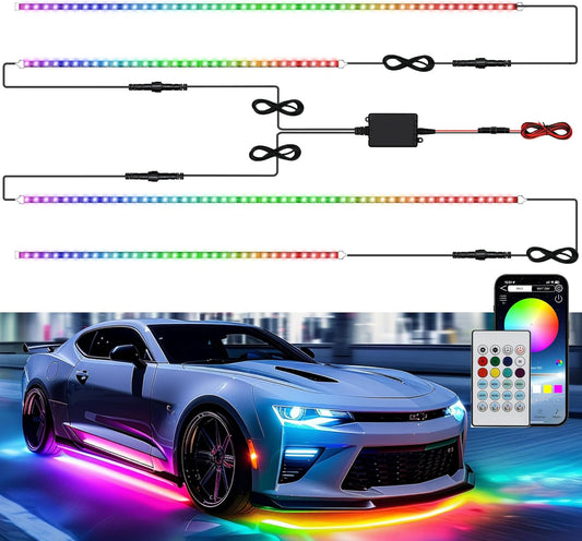 Underglow LED Lights for Cars 180 LEDs RGBI Neon Accent Strip Lights with App 16 Million Colors DIY & Music Mode Underbody Exterior Lights Kit for RV SUV Truck Boat 12V