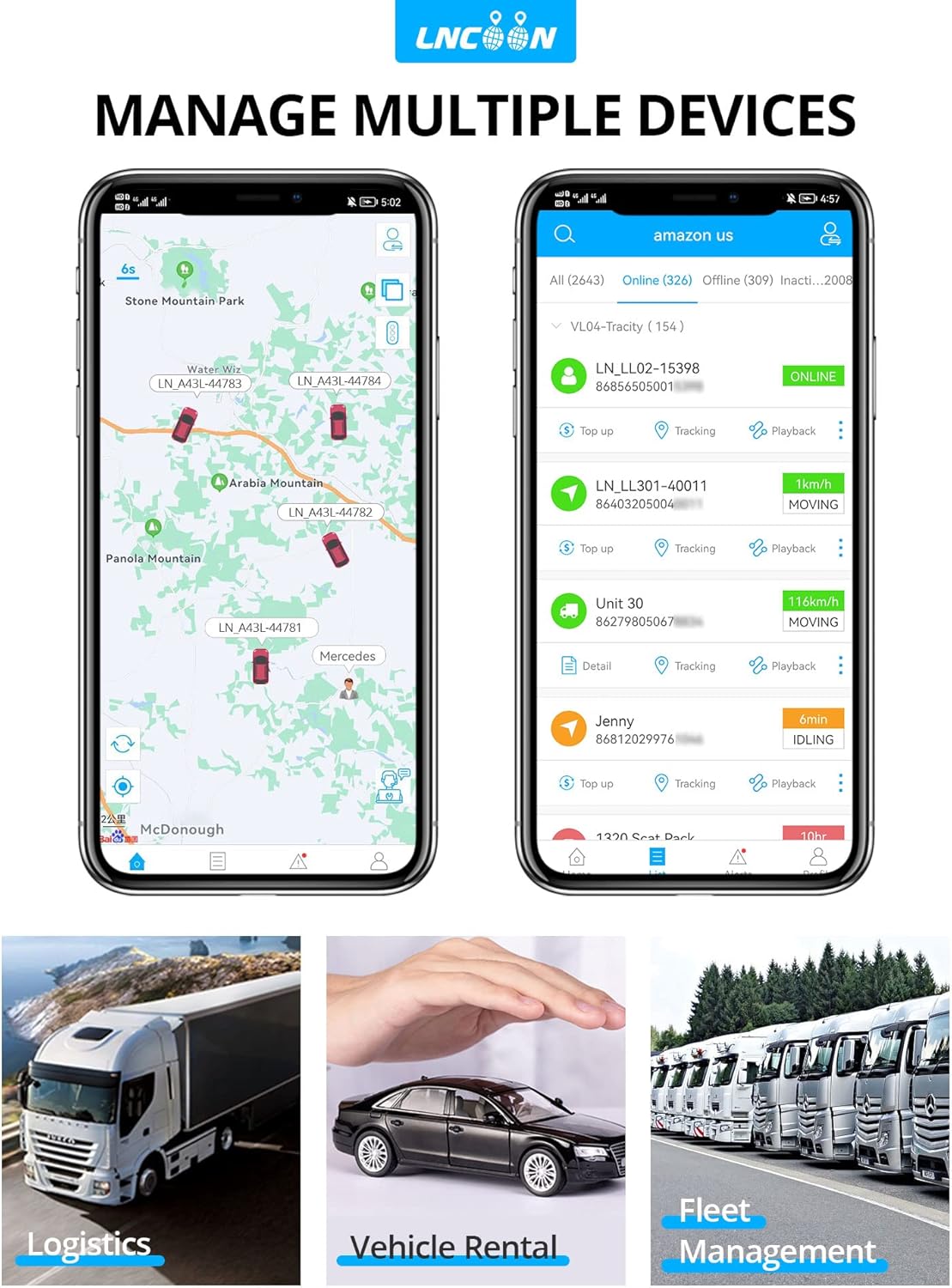 Car GPS Tracker, Tracking Devices for Cars 10000mAh Large Battery Waterproof, Real-Time Tracking Anti-Theft Alarm Notifications Built-in Magnet Via Mobile App, LL301