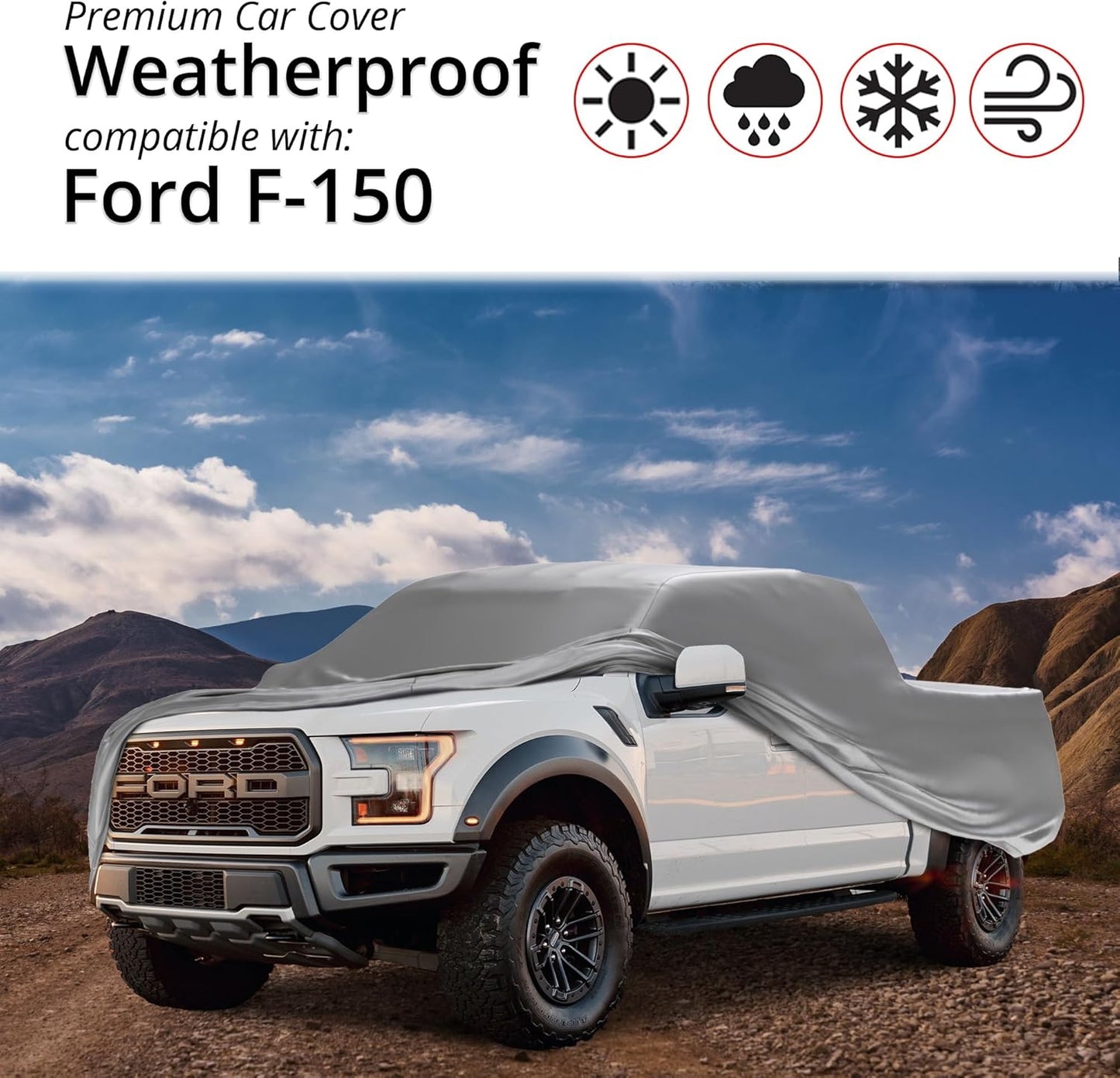 Car Covers Weatherproof Max Truck Cover & Warranty Compatible with Ford 2020 F-150 Crew Cab, 5.5 with Truck Bed Shell– Outdoor Cover, Prevents Theft with Cable Lock