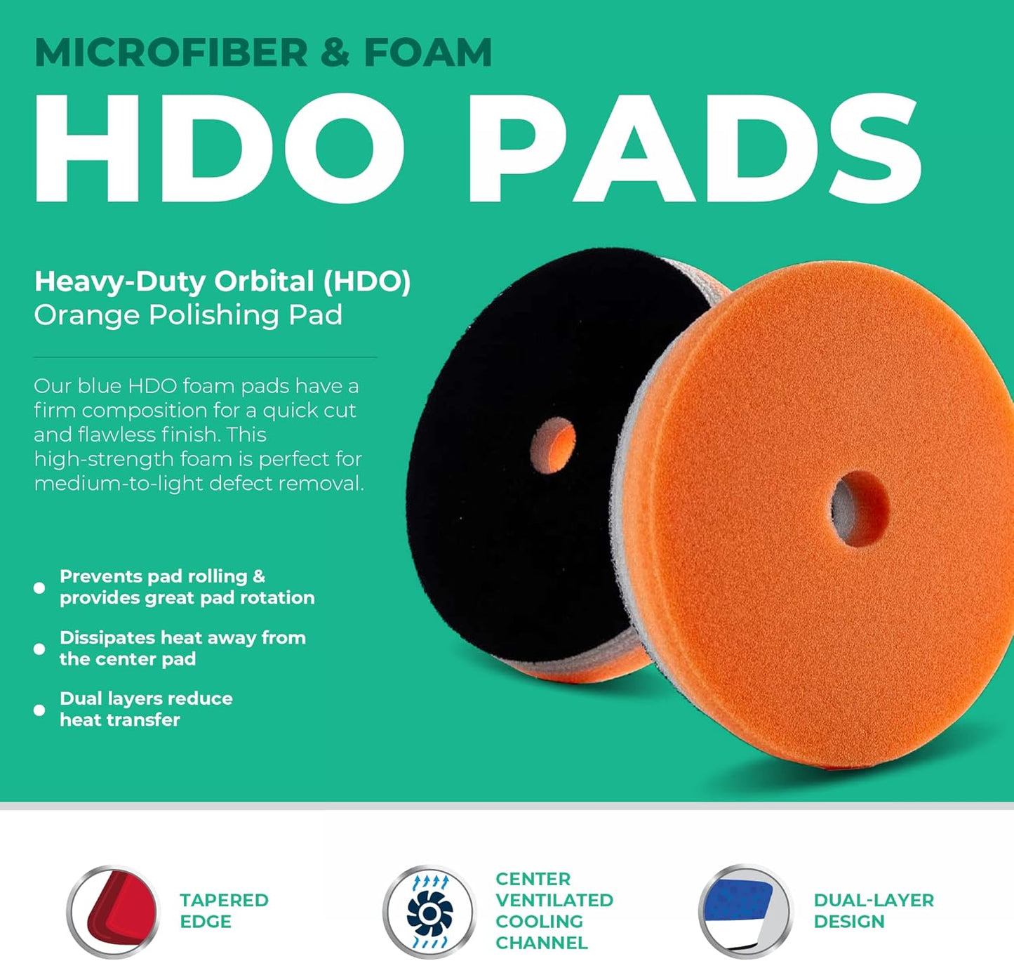 Lake Country 5.5" HDO Orange Foam Polishing Pad (1-Pack) – Premium Heavy Duty Orbital Polishing Pad for Painted Surfaces – Fits 5" Backing Plate