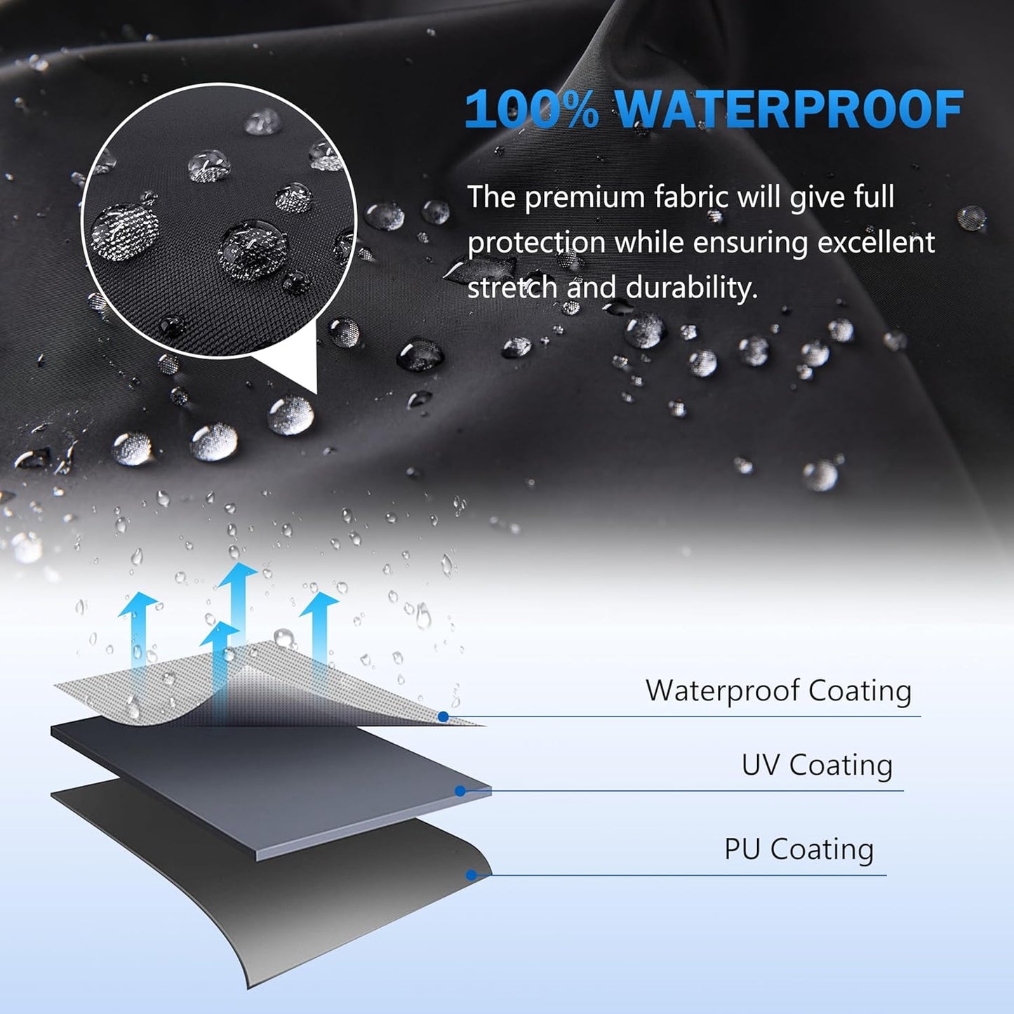 MORNYRAY ATV Cover Waterproof Heavy Duty Universal Quad Cover Outdoor Storage Cover 4 Wheeler UV Protection for Polaris Yamaha Honda Suzuki Kawasaki (Black, A4-100.8''L x 43.3''W x 47.2''H)