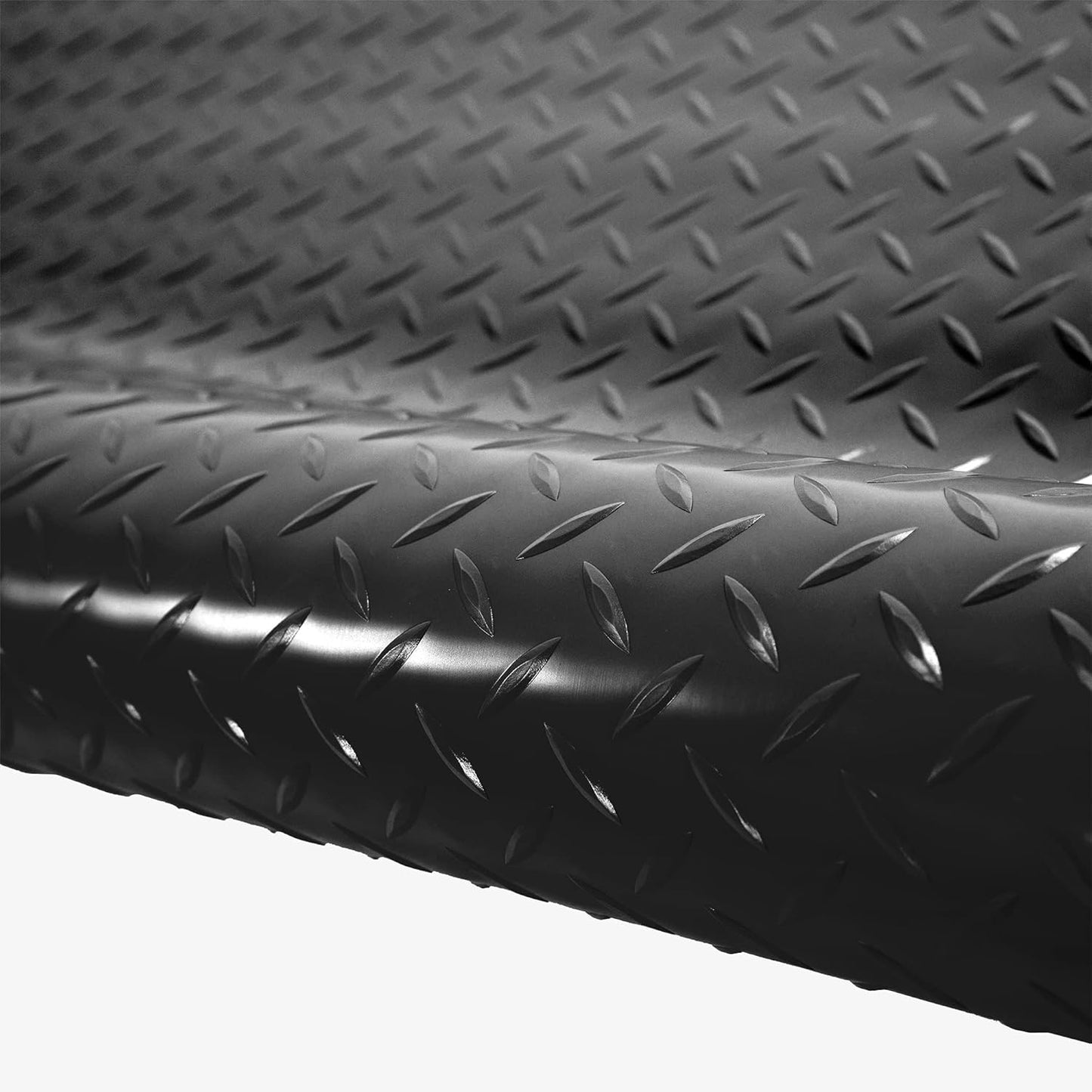 IncStores 2.5mm Thick Commercial-Grade Nitro Roll Garage Floor Mat | Flexible Vinyl Floor Mat for a Stronger and Safer Garage, Workshop, or Trailer | Diamond-Plate, Midnight Black, 10' x 140'