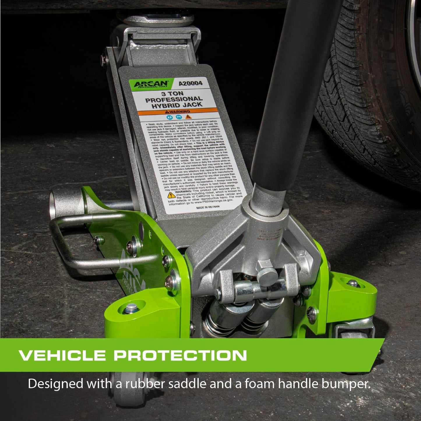 ARCAN Tools 3-Ton (6,000 lbs.) Hybrid Heavy Duty Aluminum and Steel Low Profile Floor Jack with Dual Pistons Reinforced Lifting Arm (A20001)