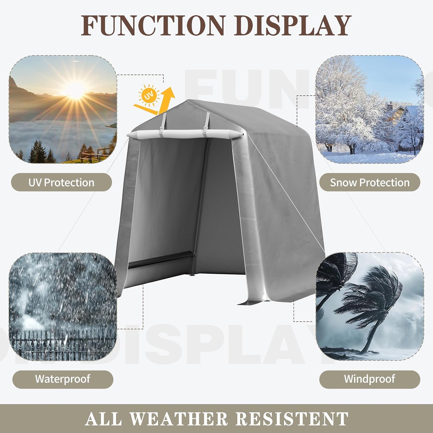 Shintenchi 6x6ft Outdoor Portable Storage Shelter Shed,Carport Storage Shed with Roll-up Zipper Door, Heavy Duty UV Resistant and Waterproof Tarp, Storage for Motorcycle, Bike, Garden Tools