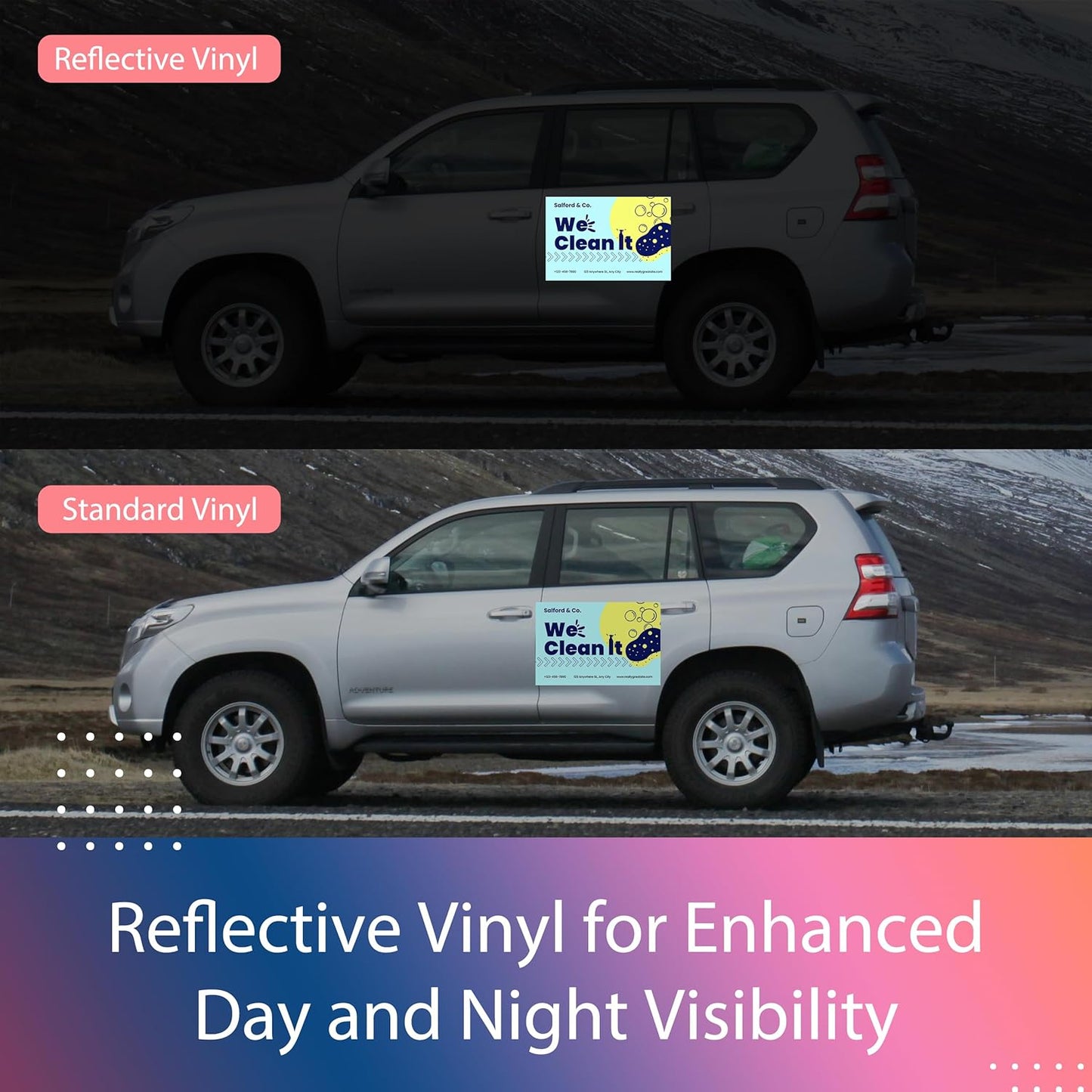 Custom Magnetic Bumper Stickers 2 Pack | Personalized Logo, Text, and Image Reflective Magnetic Signs for Vehicles | Effective Advertising Signs | Various Size | Weather-Resistant-4.5x15in