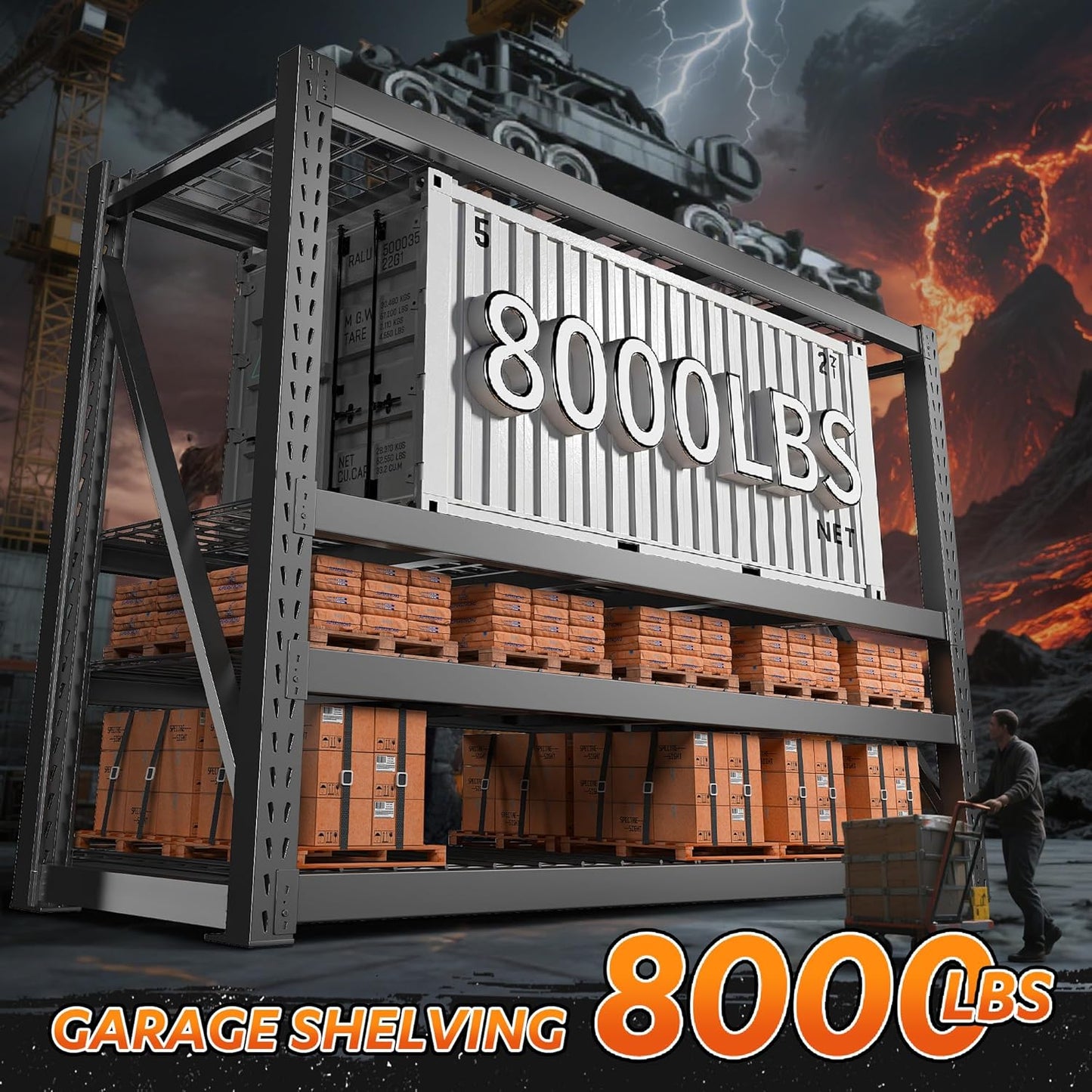 Bepatio 8000LBS Garage Shelving Heavy Duty, 77" Ultra Wide Storage Shelves 4 Tier Metal Shelving for Storage, Adjustable Utility Shelves For Garage, Basement, Warehouse, Black 77" W*24" D*72”H, 2 Pack