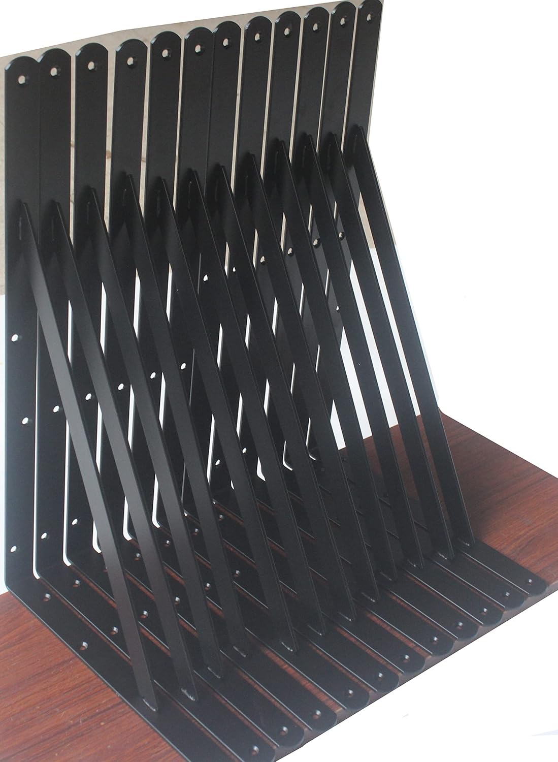 8 Pack L22 x H 12" Black Heavy Duty Shelf Brackets with Screws Metal Shelf Brackets Shelf Support Angle Brackets for Shelves L Brackets Heavy Duty Floating Shelf