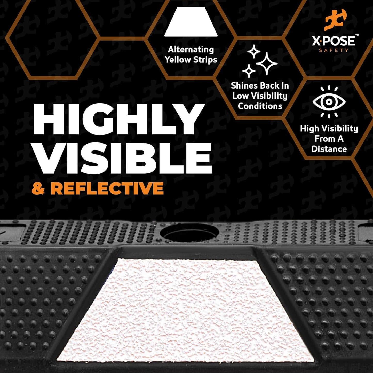 Xpose Safety 48" Heavy Duty Rubber Parking Stopper – 10 Pack Wheel Blocks for Garage, Driveway, or Ramp – Car Bumper Stop with White Reflective Strips – Removable Floor Mount