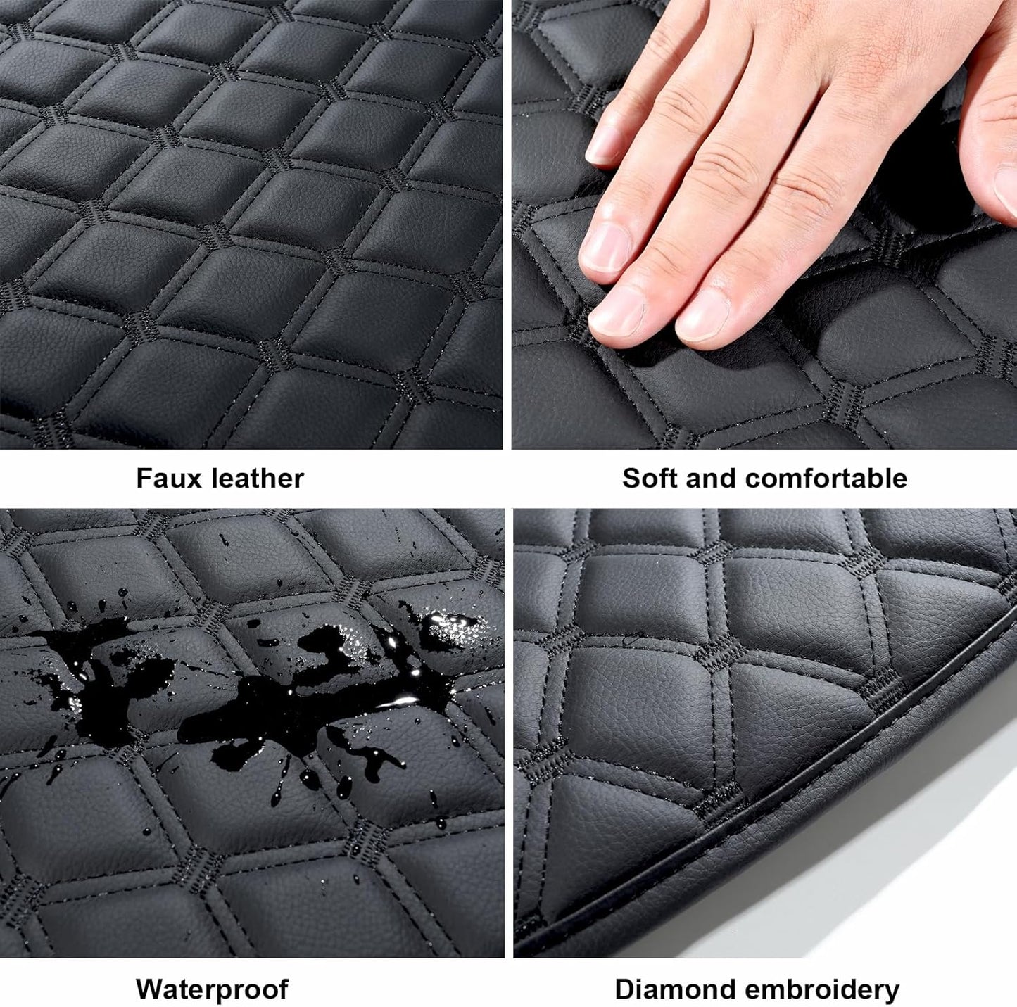 GIANT PANDA Custom Fit Center Console Cover for Dodge RAM 1500,2500,3500,2013-2023 with Bucket Console- Waterproof Faux Leather Armrest Center Cover - Full Protection-Black