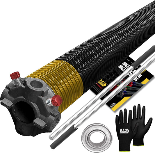 Garage Door Torsion Spring 250x2x32 Torsion Springs for Garage Door Repair Left Hand Wound Replacement for Right Side of Garage Door with 1" Steel Bearing, Gloves, Manual and Winding Bars (Black Cone)