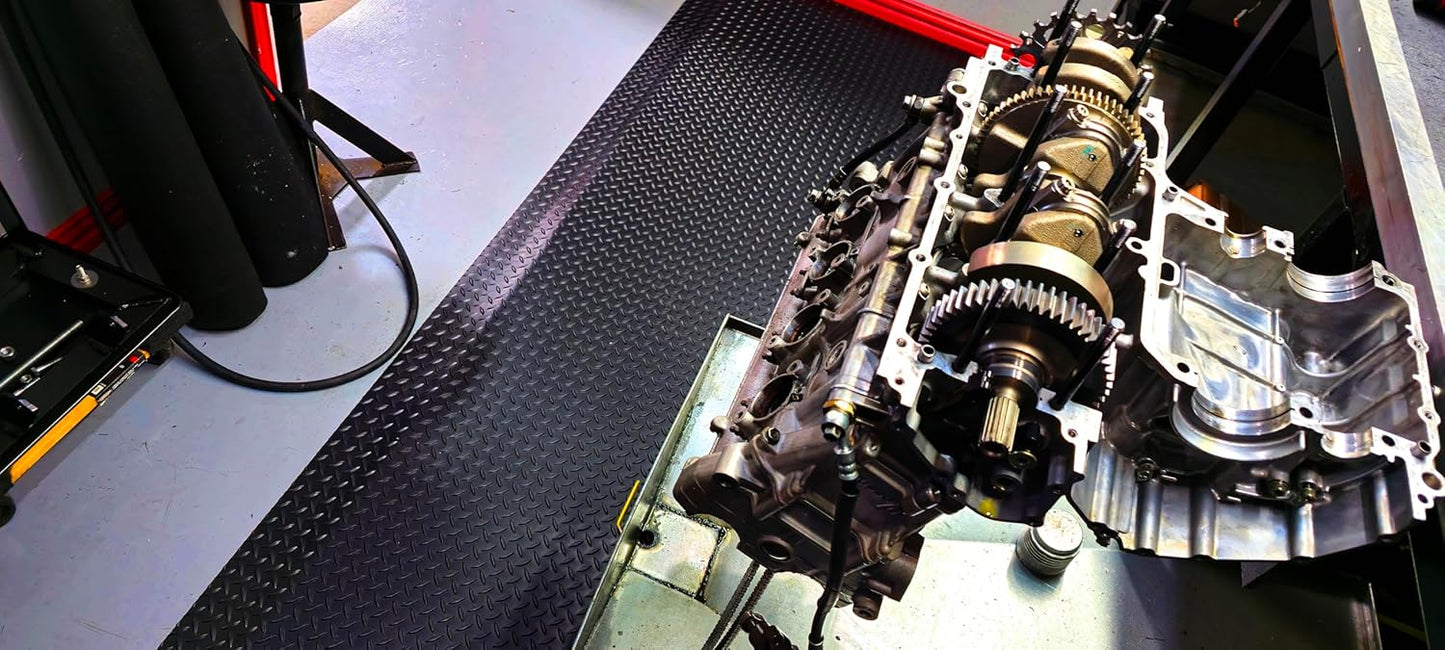 Rhino Mats, American Classic Diamond Anti-Fatigue Mats, Industrial Ergonomic Comfort Standing Mat for Work, Home, Garage, Office, Kitchen or Anywhere (Black 1" Thick, 2 FT. x 18 FT.)