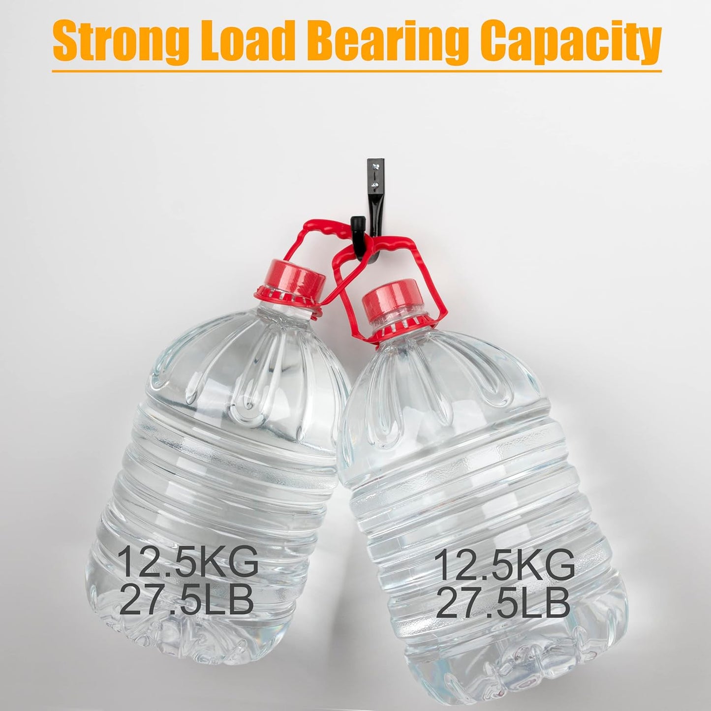 KURUI Metal Wall Hooks for Hanging Heavy Duty, 6Pcs Garage Organization and Storage Hook for Extension Cord Tool Coat Backpack Bag, Large Utility J Hooks, Black Wall Mount Hanges for Outdoor Indoor