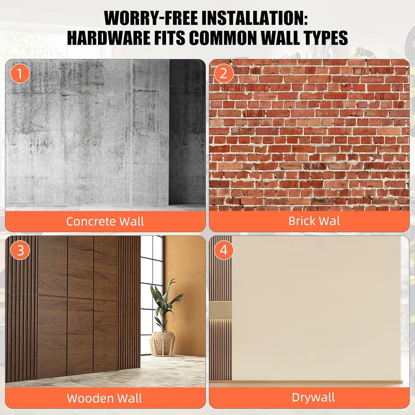 Garage Hooks, 4 Pack Wave Hooks for Hanging Heavy Duty Ladders, Bikes, Tools Ideal for Garage, Garden, Basement Utility Room Storage (Orange)