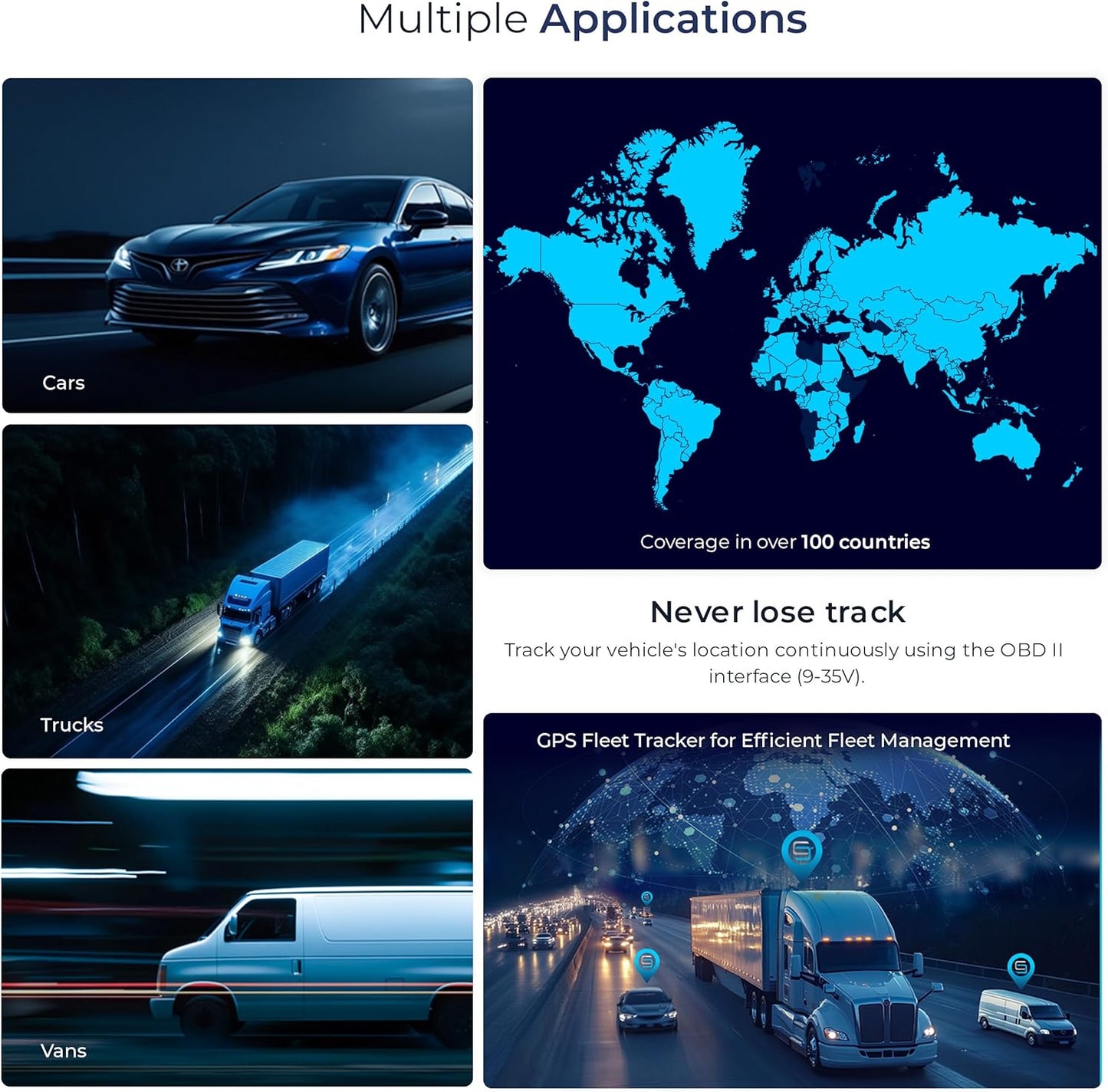 Salind GPS 4G LTE OBD 9-35V Fleet and Vehicle Tracker – Hidden Car, Truck, Trailer Locator with Real-Time Monitoring, Route History, Mileage, GeoFence, Compact Splash Proof Design, Fixed Connection