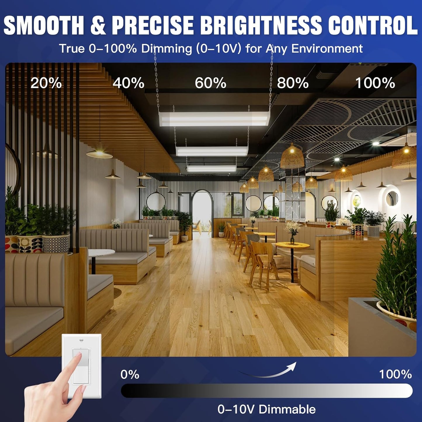 JTT LED Linear Shop Lights 200/150/100W,30000LM 360° Adjustable Led High Bay Lights 4/5000K Daylight 120-277V, Led Garage Light for Shop Workshop Store Commercial Supermarket Warehouse Basement,4-Pack