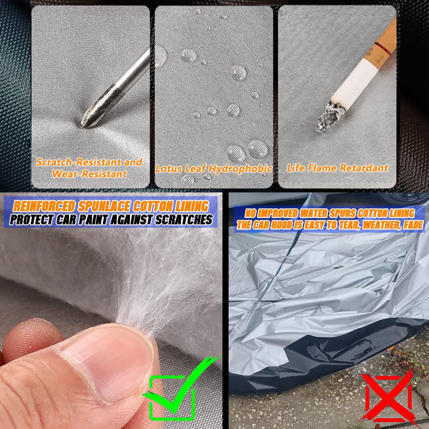 Car Cover,Fit for MPV, Breathable New Material for Sun Protection, Waterproof, UV Protection, Snow and Wind Protection, With Zipper Door, Suitable for Indoor and Outdoor Use (199"-210")C16 Gray