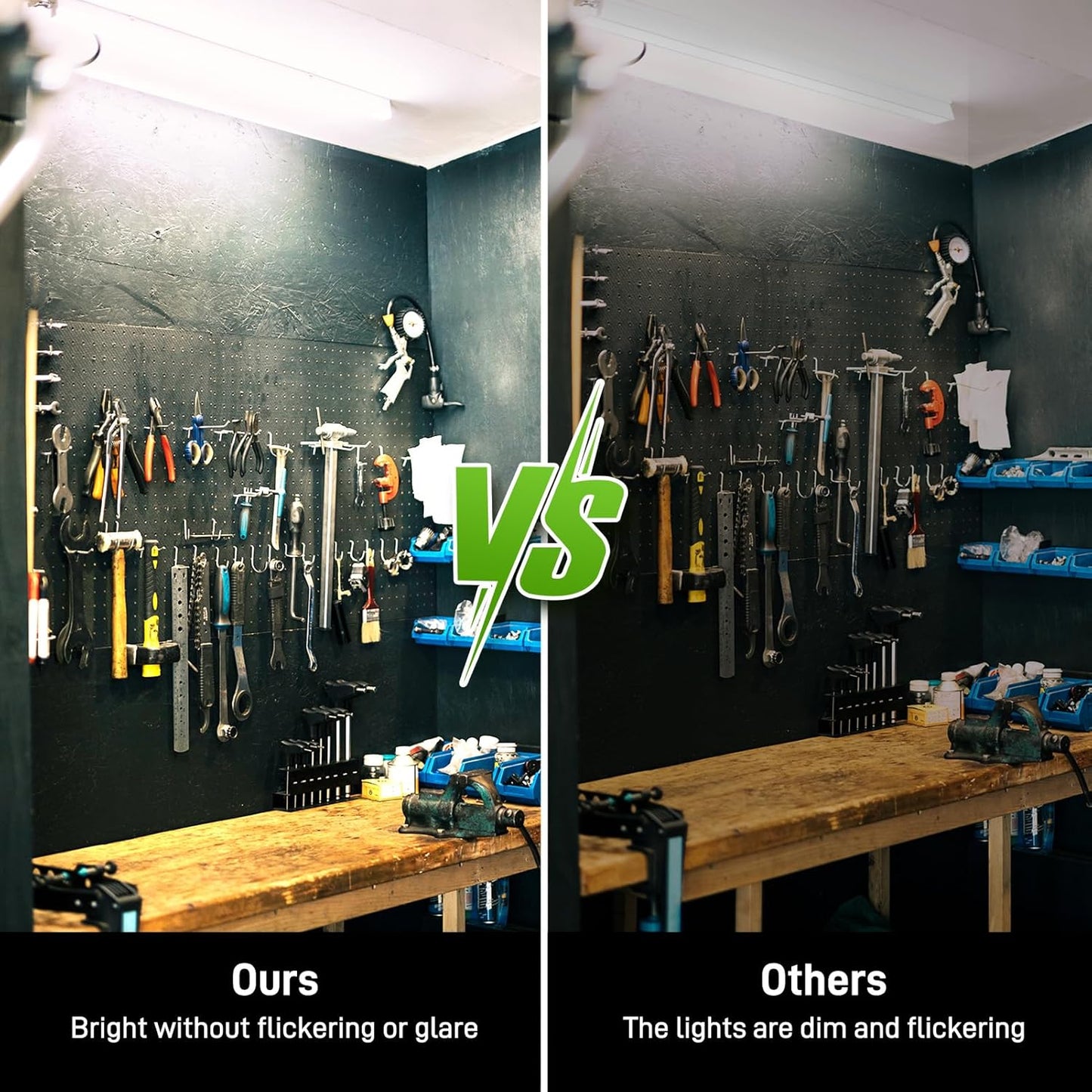 Pak LED Shop Lights, 4FT T5 Integrated Utility Fixture, 2300LM 6500K Cool White, 20W Energy Efficient Linkable LED Tube Lights for Garage, Workshop, Basement, FCC Certified, 2 Pack