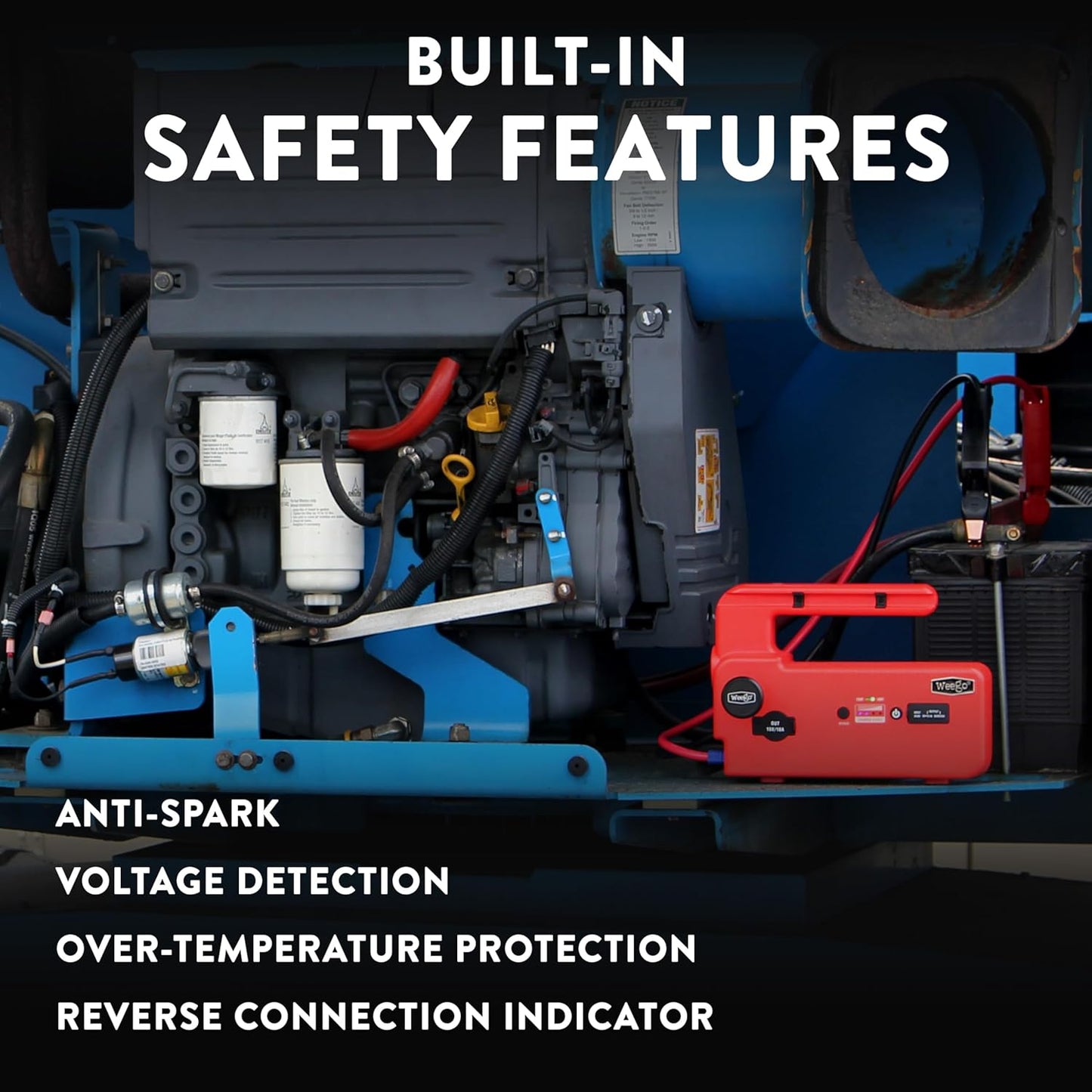 Weego 120 12V Jump Starter, 5000 Peak Amp / 1200 Cranking Amp, Smarty Clamp Jumper Cables with Battery Pack, All Gas & 15L Diesel Engines (C120)