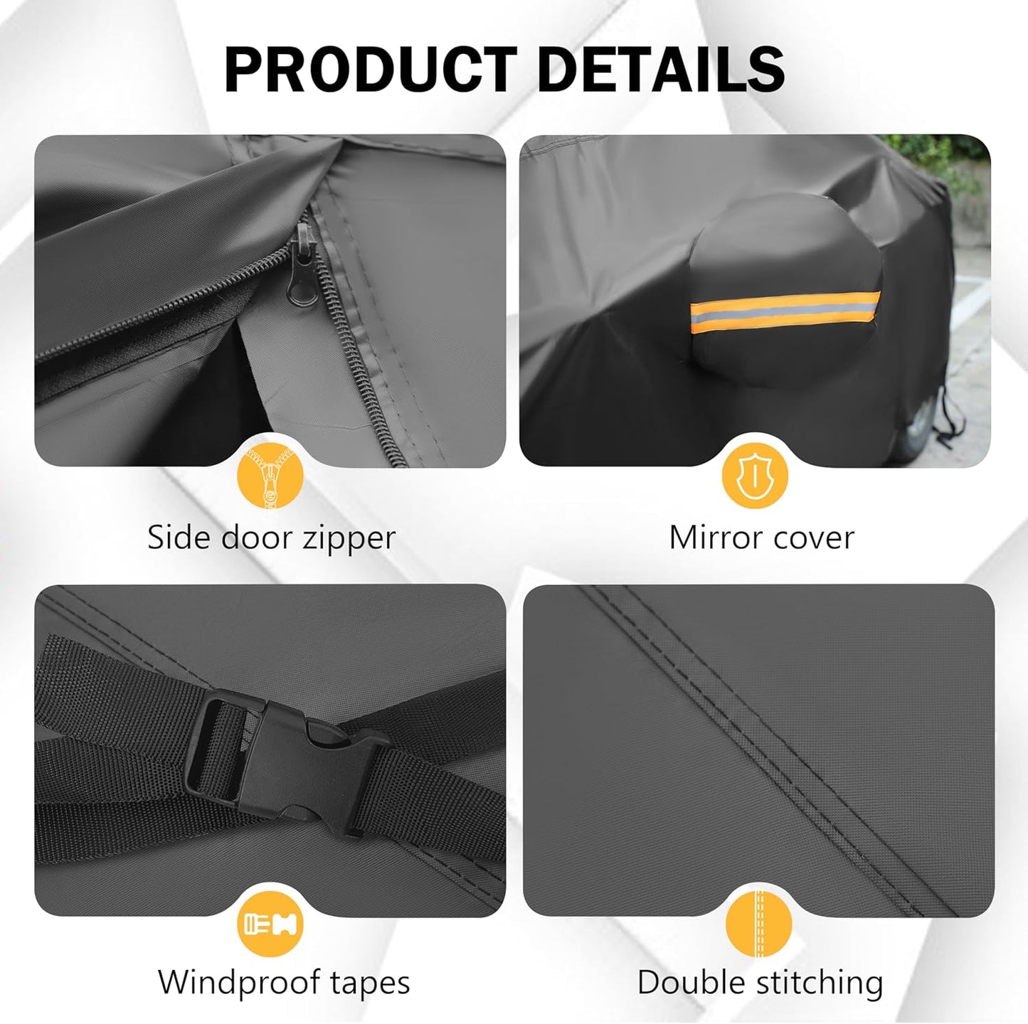 MORNYRAY Compatible with Mazda MX-5,Car Cover Outdoor Waterproof Sun Rain Snow Hail Protection with Driver Door Zipper (Black, Custom Fit for Mazda MX-5)
