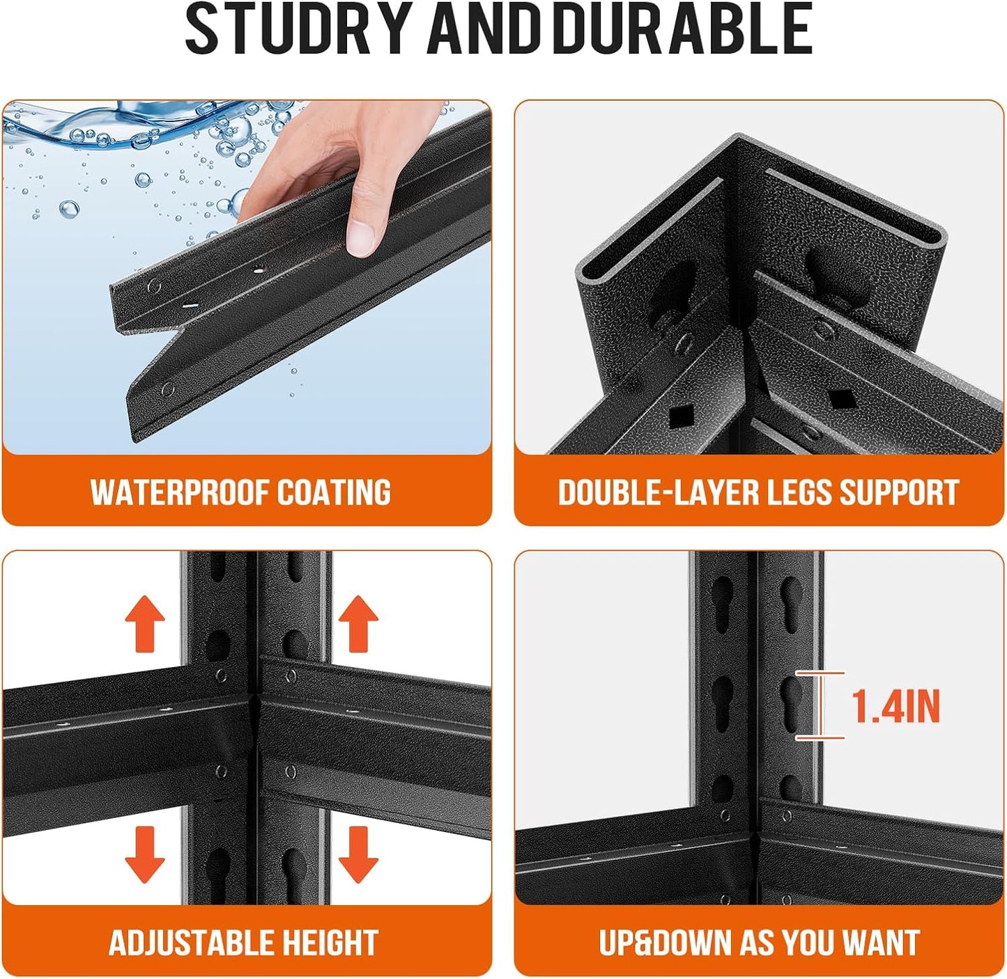 59" W Garage Shelving Unit, Garage Storage Shelves 3000LBS Heavy Duty Shelving, Adjustable 5 Tier Metal Shelves Utility Shelf, Storage Rack for Industrial, Warehouse, Basement (19.6" D*59" W*72" H)