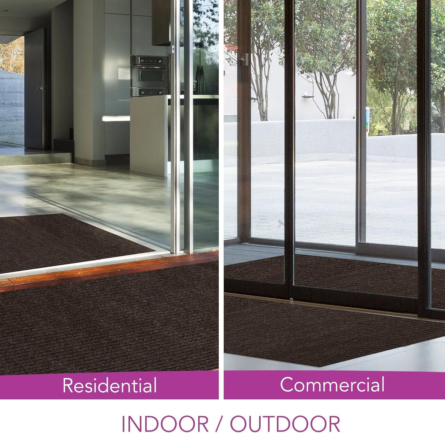 iCustomRug Spartan Weather Warrior Indoor/Outdoor Utility Ribbed Carpet Runner with Non-Slip Thermoplastic Rubber Backing, 6ft X 58ft in Brown