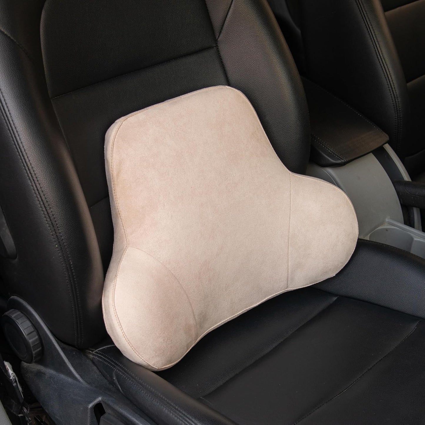 Soft Memory Foam Lumbar Support Pillow for Car Seat with Velvety Suede Cover – Comfortable Back Cushion for Drivers and Passengers