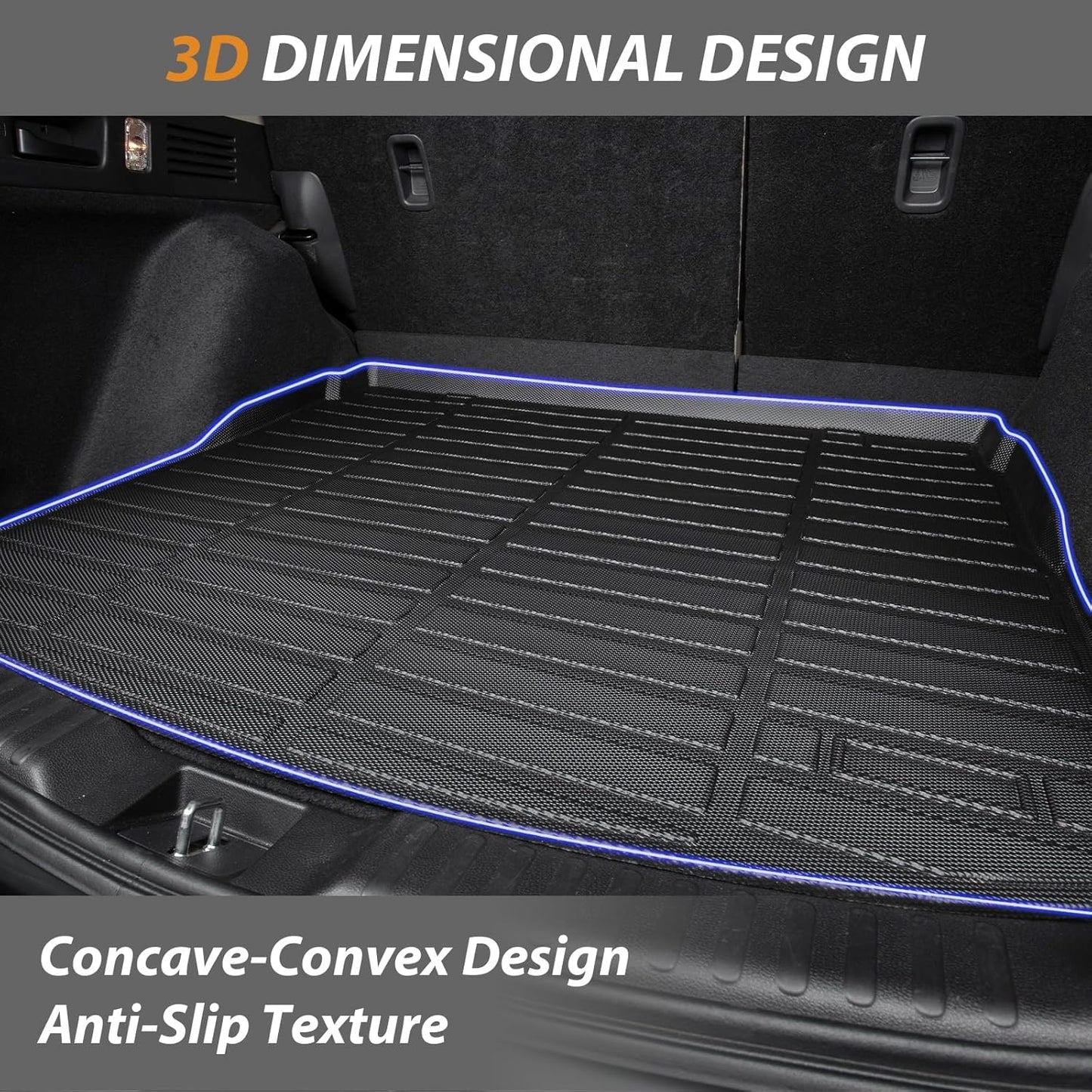 AIPOIL® Floor Mats & Cargo Liner Set for 2013-2018 Hyundai Santa FE Sport (Only for Sport 5 Seats) All Weather Protection TPE Anti-Slip Automotive Full Set Custom Car Mats Accessories - Black
