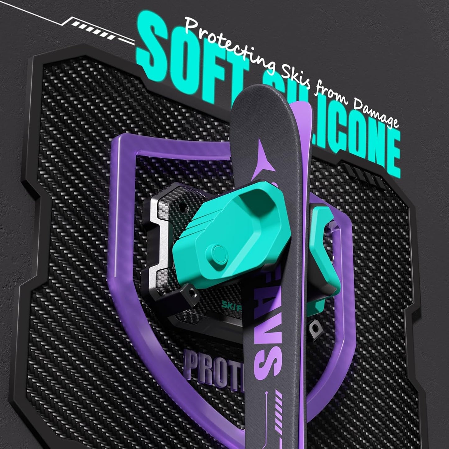 Ski & Snowboard Wall Rack for Garage Wall Fits Any Ski/board, Ski Wall Mount Holders Damage-Free Storage Rack, Garage Organization Space-Saving Winter Gear Organizer, Green, 4 Pack