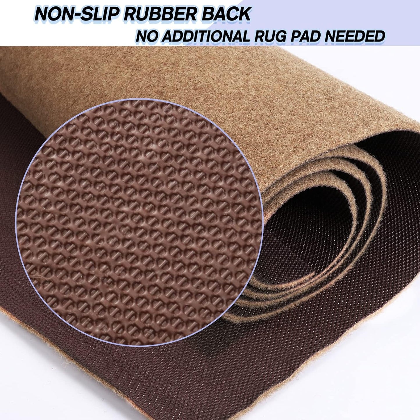 Custom Size Backed Non-Slip Area Rugs Runner, Easy Clean, Waterproof Runner Rugs for Hallway Entryway, Kitchen, Laundry, 4FT x 79FT, Beige