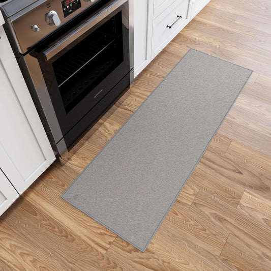 Ottomanson Hallway Runner Rug 2'2" x 6' Non Slip Solid Area Rugs Easy to Clean Laundry Rug Runner Durable & Pet Friendly Floor Carpet Runners for Hallways Entryway Living Room Kitchen, Gray