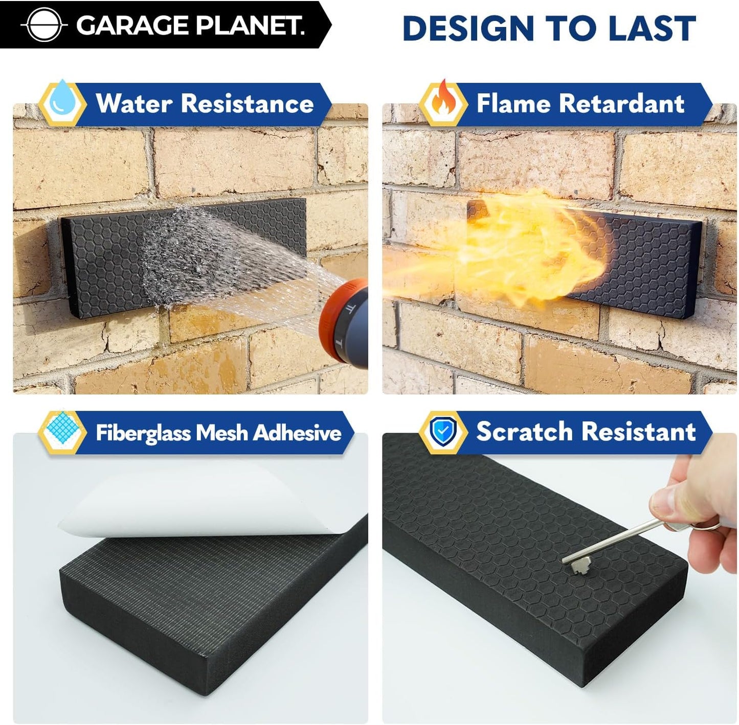 WP01 Garage Wall Protector Car Door Protector, Tool-Free, Designed in Australia (White, 4 Pack)