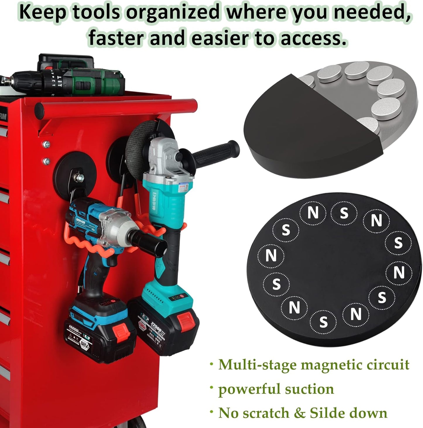 ULIBERMAGNET Heavy Duty Large Magnet Hooks,Strong Magnetic Wave Hook for Hose,Jig Saw,Circular Saw,Workshop Organization,2 Pack Magnetic Tool for Hammer Drill,Garden Tool(3.46inch/Orange)