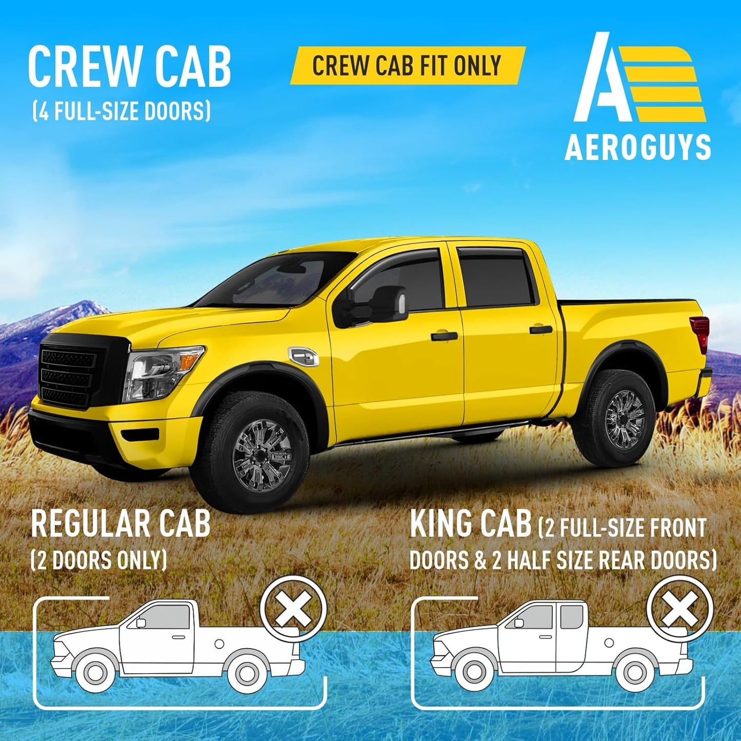 Extra Durable Window Deflectors in-Channel Window Visors Rain Guards Fit for Nissan Titan XD 2016-2025 Crew Cab, Sun Visors, Wind Vent for Shades, Exterior Car Accessories - 4pcs. AG0750