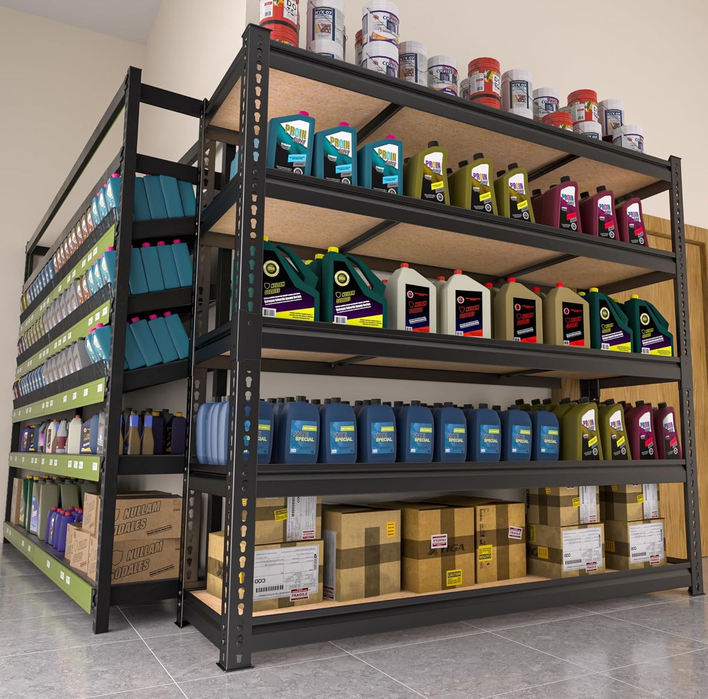 MUPATER 47.83" W x 23.82" D x 72.05" H Metal Storage Shelf, 5 Tier Adjustable Garage Shelving Unit, Standing Utility Rack for Warehouse Kitchen