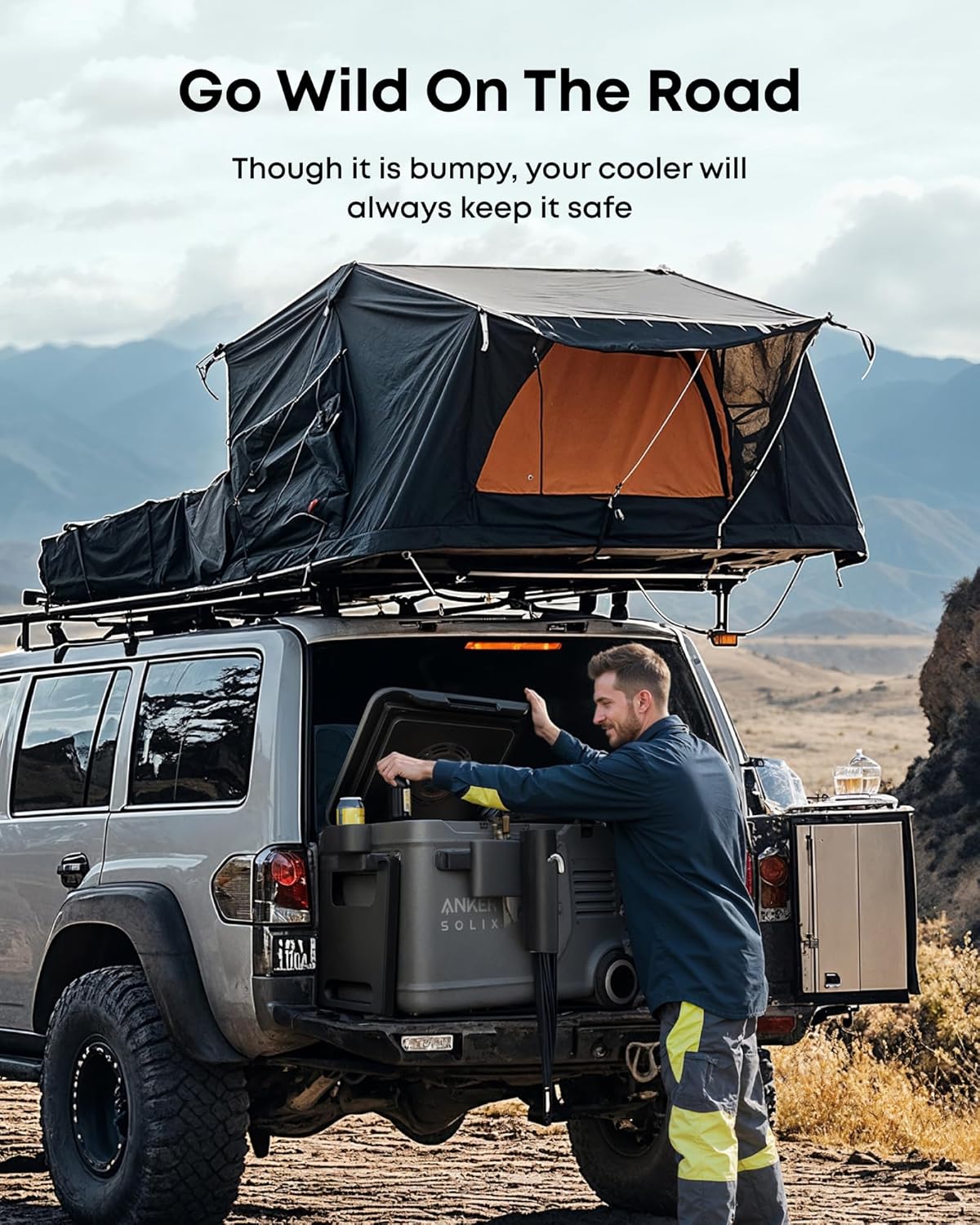 Anker SOLIX EverFrost 2 40L Cooler with Road Trip Kit, 42 qt Car Refrigerator, Electric Cooler with 288Wh Battery, Powered by AC/DC or Solar, for Camping, Travel, Fishing (Only 1 Battery Included)