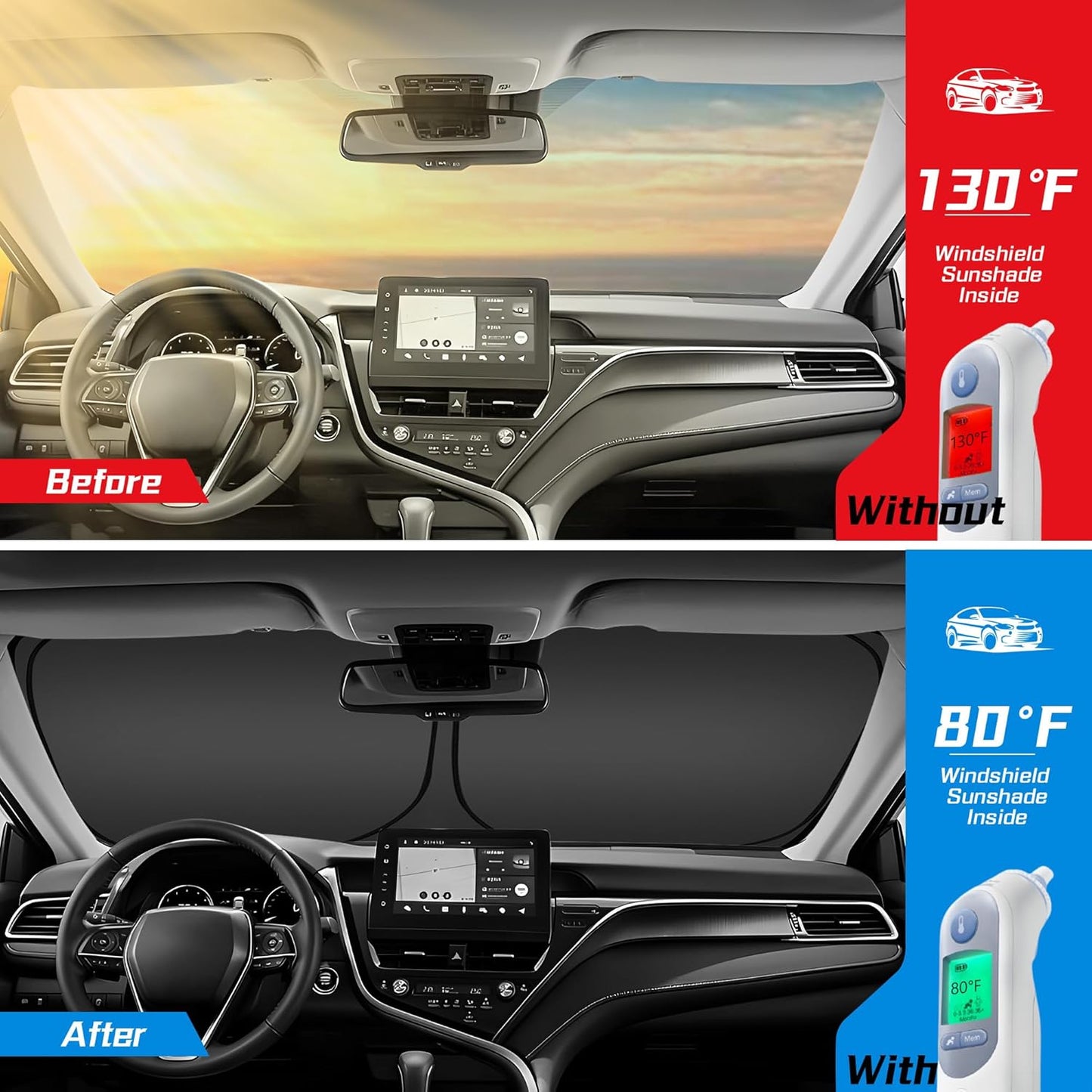 ARISMOTOR Windshield Sun Shade for Cadillac Lyriq Electric 2023-2025, Custom Fit Foldable Front Window Sunshade Sun Visor Protector, Block UV Rays Keep Your Car Cooler