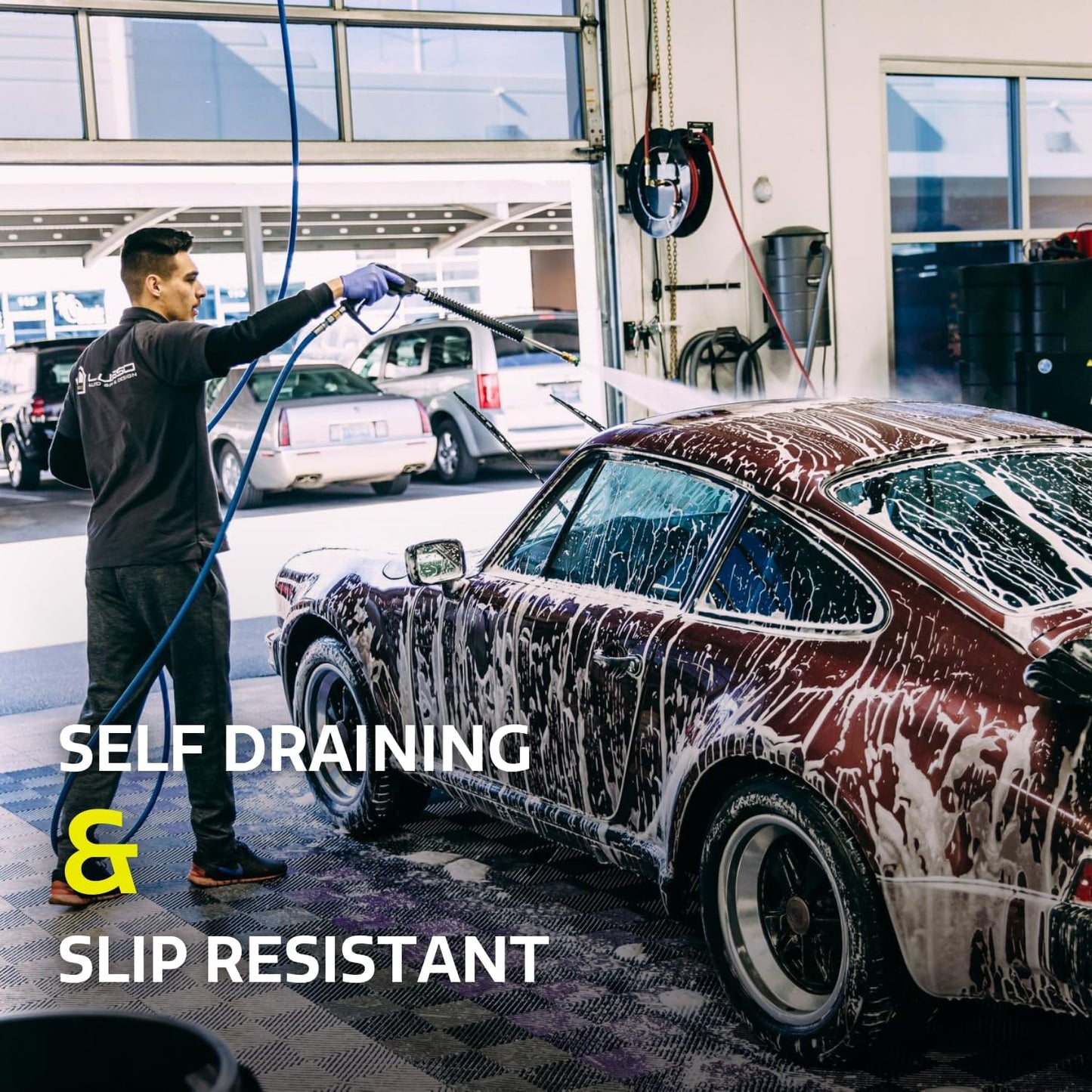 RaceDeck Free-Flow Open Rib Design, Durable Interlocking Modular Garage Flooring Tile (24 Pack), Graphite