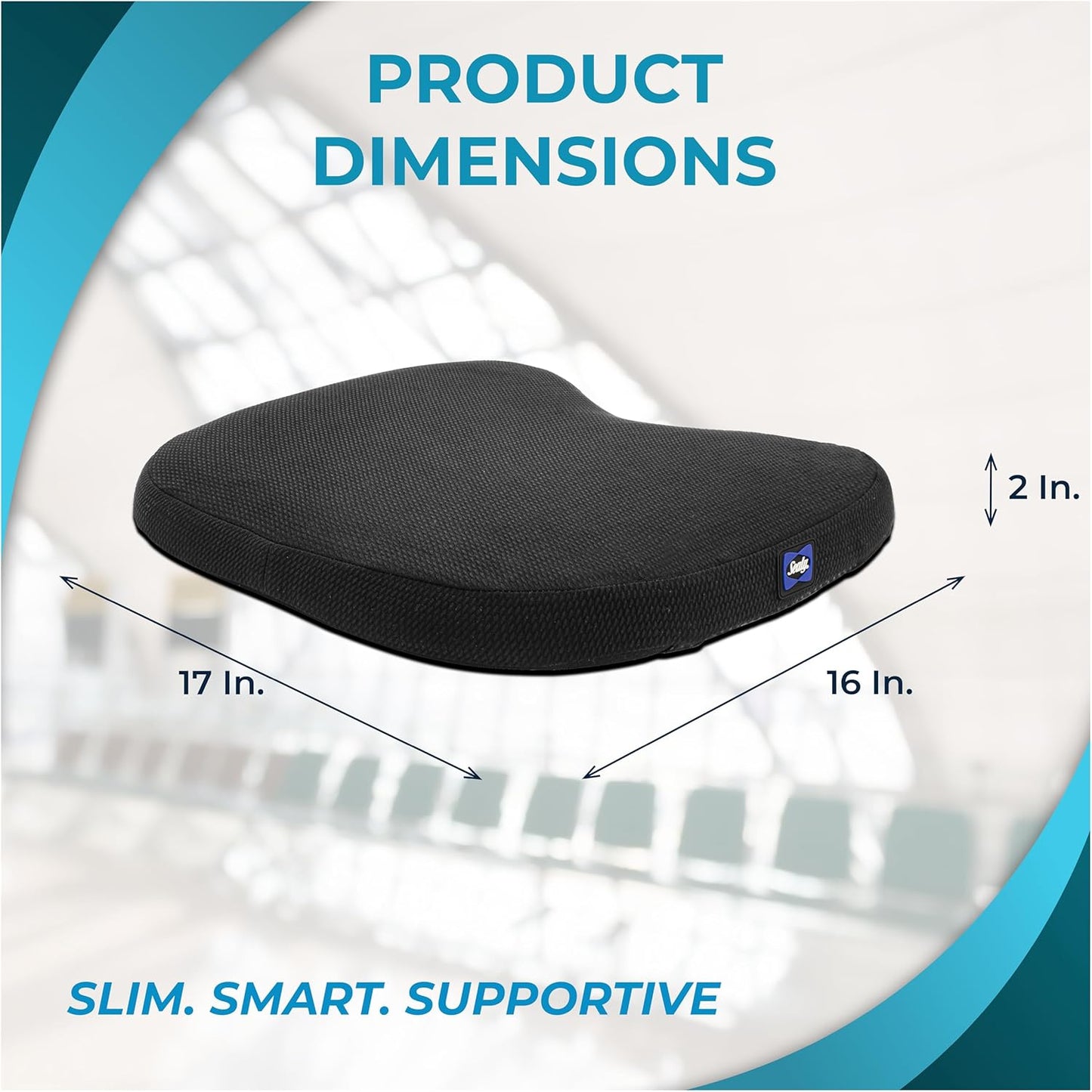 Sealy Memory Foam Car Seat Cushion – Gel Seat Cushions for Office Chairs, Tailbone Pain Relief Cushion, Cooling Pillow, Slim Fit Car Seat
