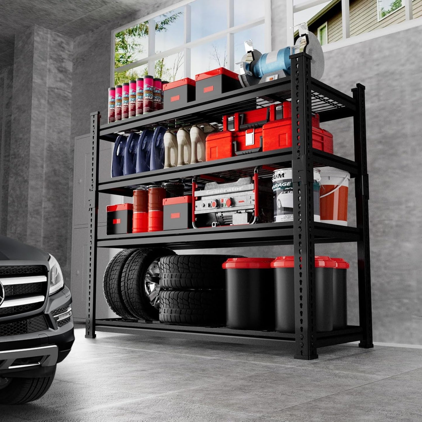 Storage Shelves 4PCS, Garage Shelving Heavy Duty 1920LBS Capacity, 36"L x 16"W x 60"H Adjustable Metal Shelving Organizer Wire Rack, 4 Tier Utility Shelf Unit for Pantry Closet Warehouse Organization