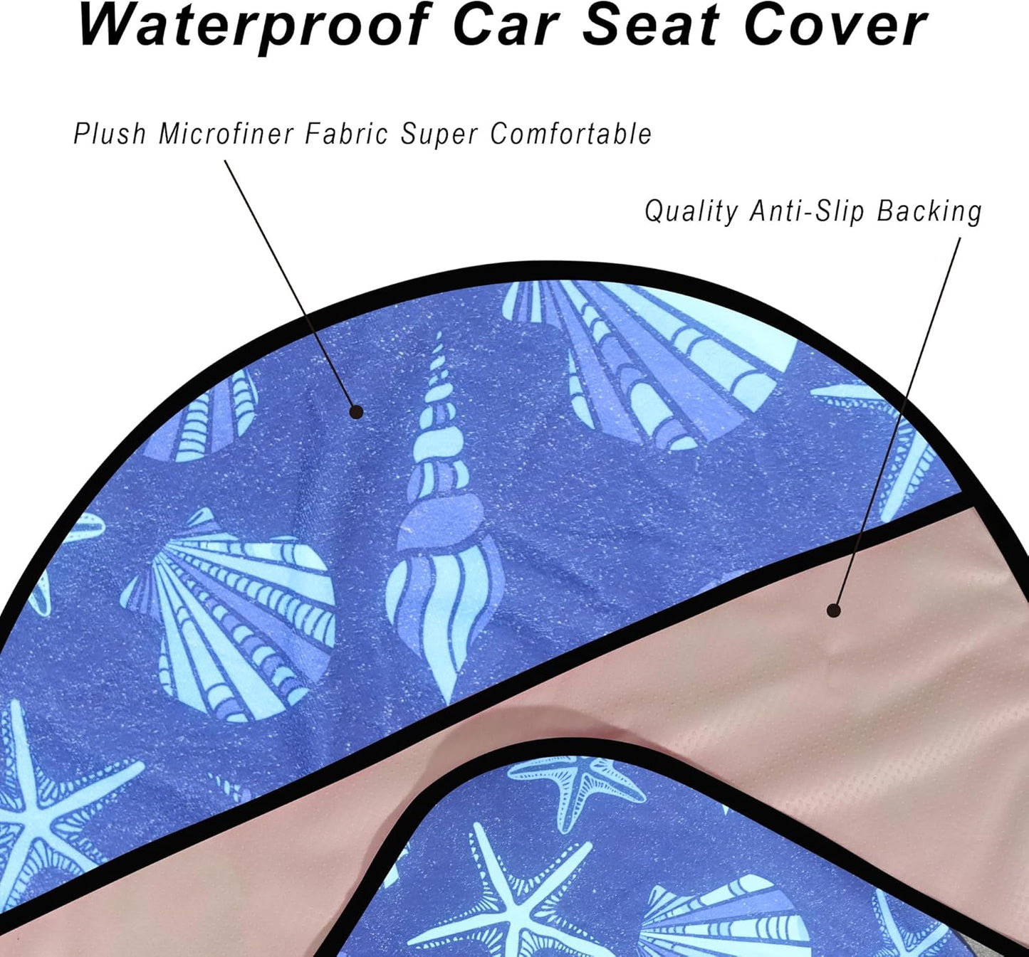 Car Seat Cover Protector Front Seats,for Gym Workout,Running,Swimming,Beach and Hiking,Waterproof Sweat Towel Bucket Seat Covers for Cars SUV Trucks (Conch Shells Starfish, 1Pcs)