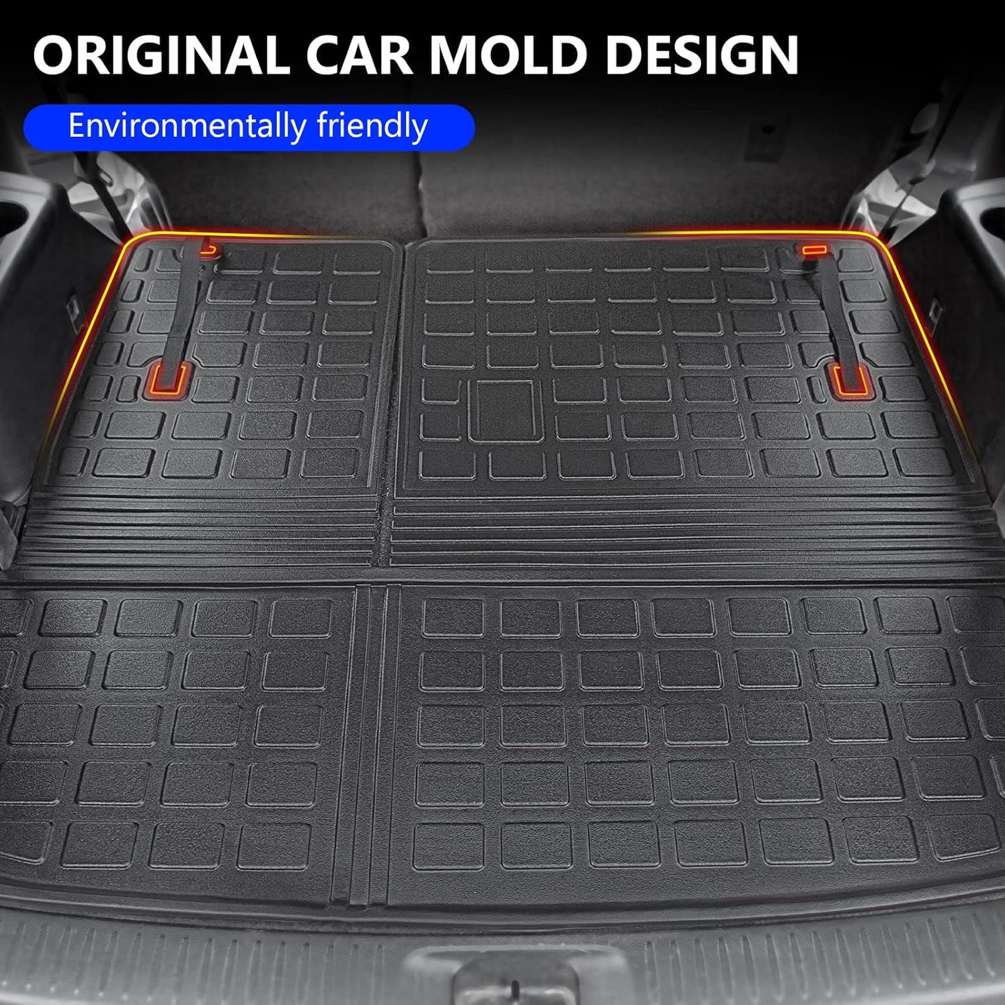 powoq Cargo Mat Compatible with 2014-2019 Toyota Highlander Trunk Mat Backrest Trunk Liner TPE Cargo Liner Replacement for 2014-2019 Toyota Highlander Accessories