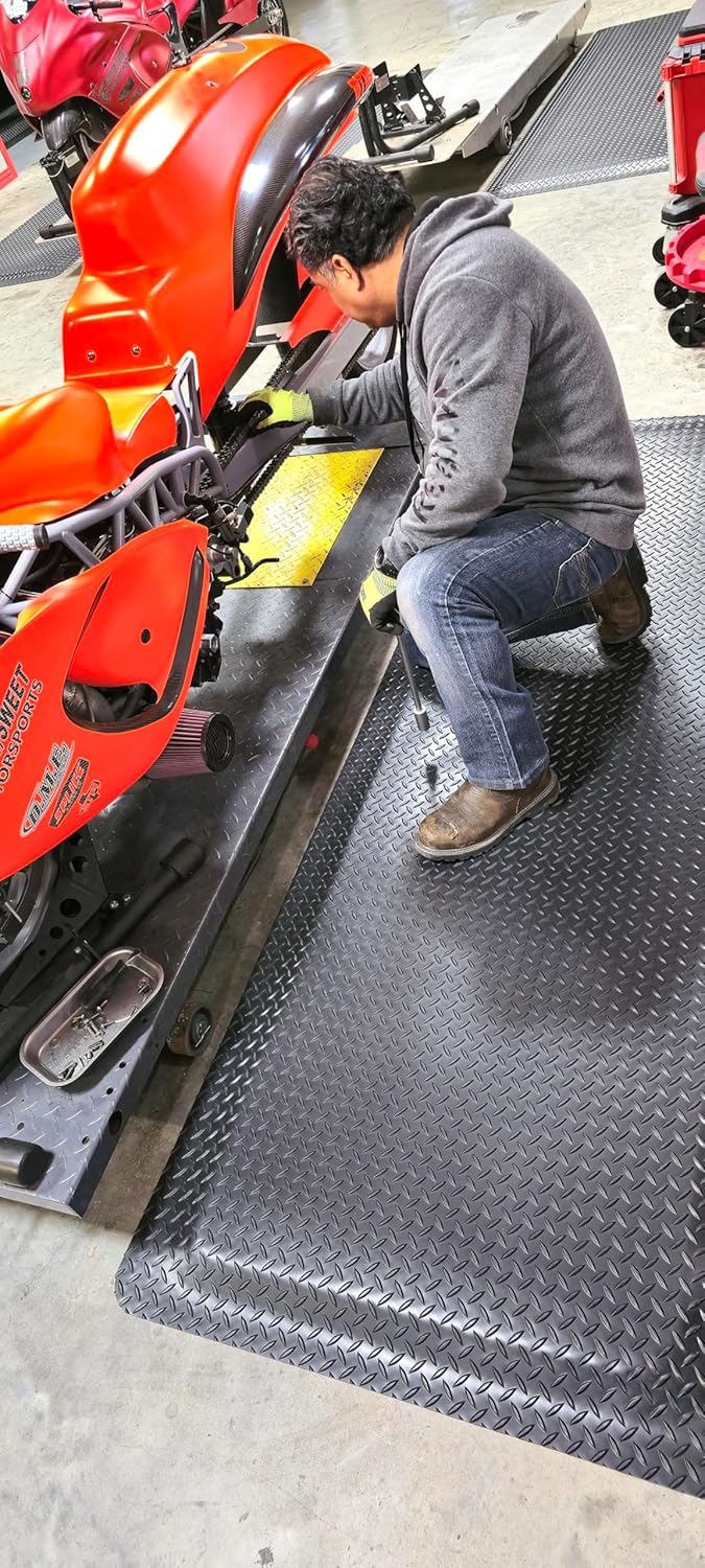 Rhino Mats, American Classic Diamond Anti-Fatigue Mats, Industrial Ergonomic Comfort Standing Mat for Work, Home, Garage, Office, Kitchen or Anywhere (Black 1" Thick, 4 FT. x 10 FT.)